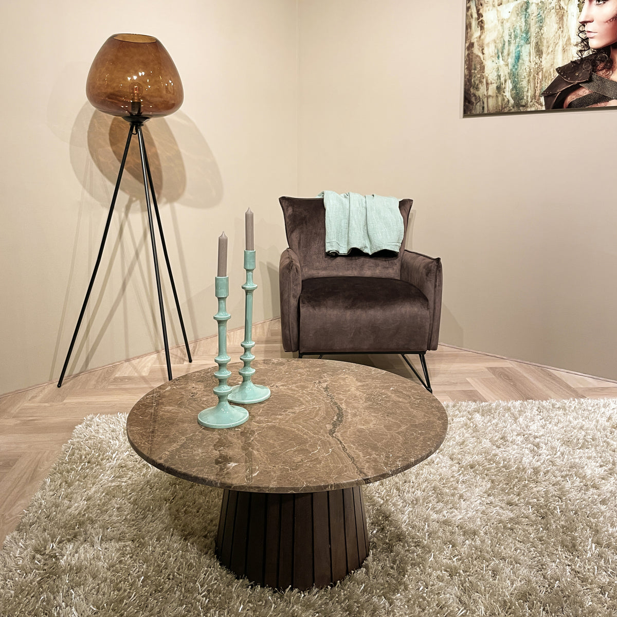 Couchtisch Emperador mit Marmoroptik Ø80cm - Dunkelbraun-Couchtische-Livingfurn-le canapé