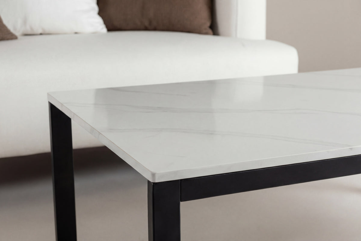 Couchtisch Estelle 120cm aus Stein - Weiß-Couchtische-Venture Home-le canapé