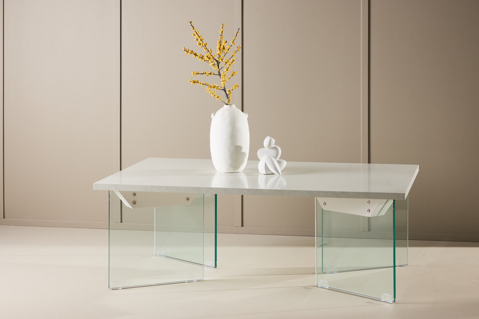Couchtisch Ester 120cm - Glas & Betonoptik-Couchtische-Venture Home-le canapé