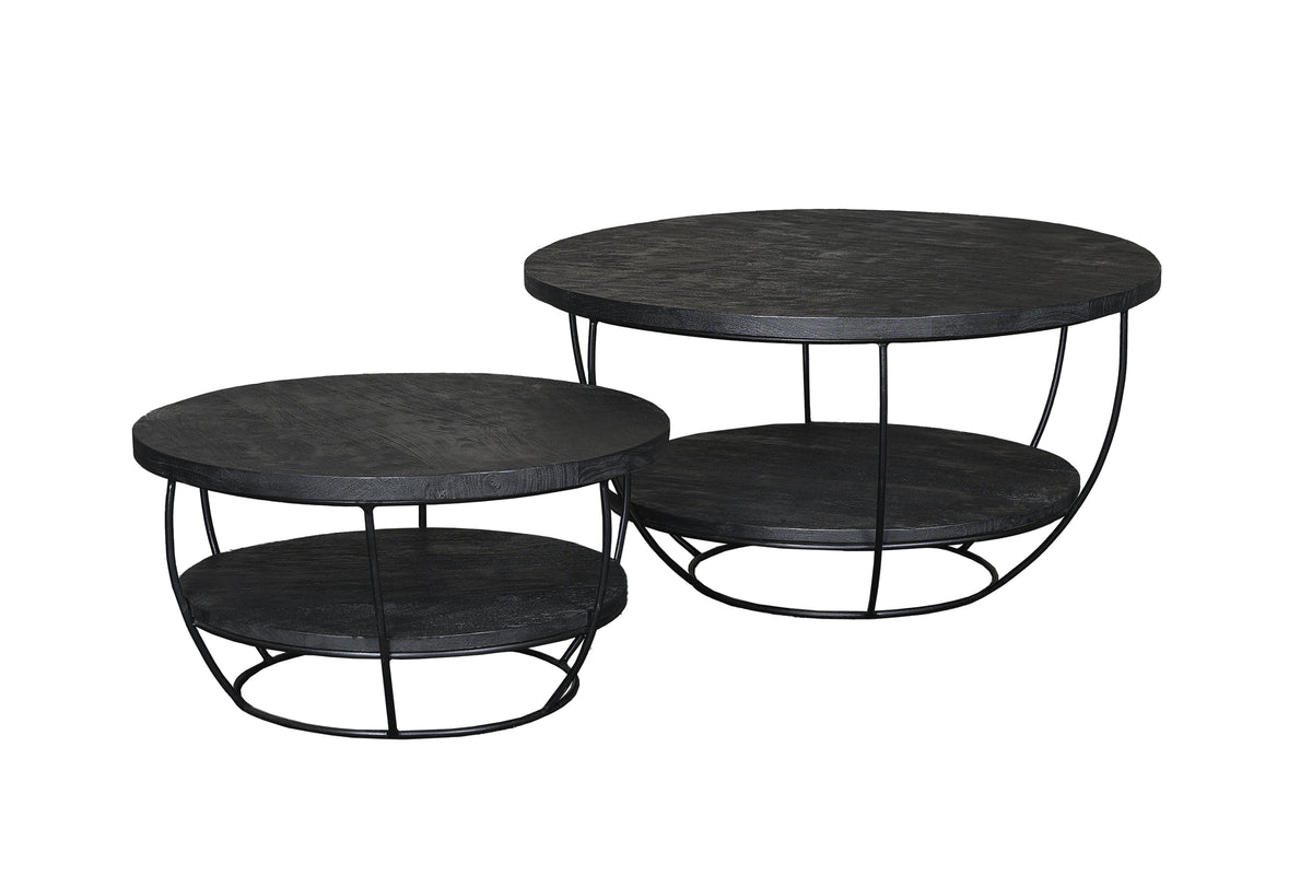 Couchtisch Evan Norris Ø65cm aus Massivholz - Schwarz-Couchtische-Livingfurn-le canapé