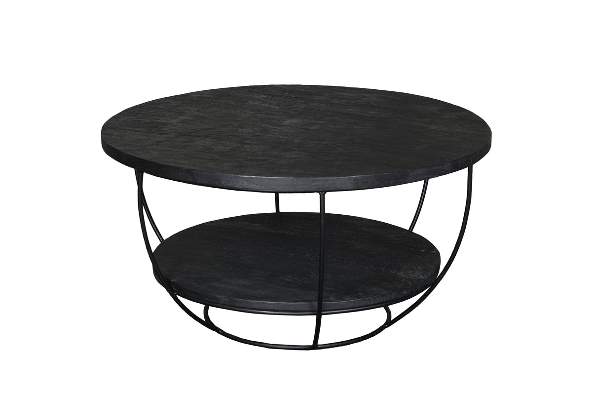 Couchtisch Evan Norris Ø65cm aus Massivholz - Schwarz-Couchtische-Livingfurn-le canapé