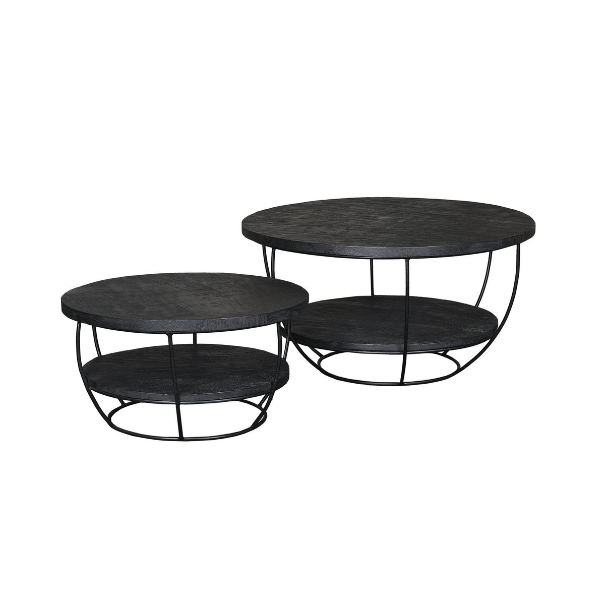 Couchtisch Evan Norris Ø85cm aus Massivholz - Schwarz-Couchtische-Livingfurn-le canapé