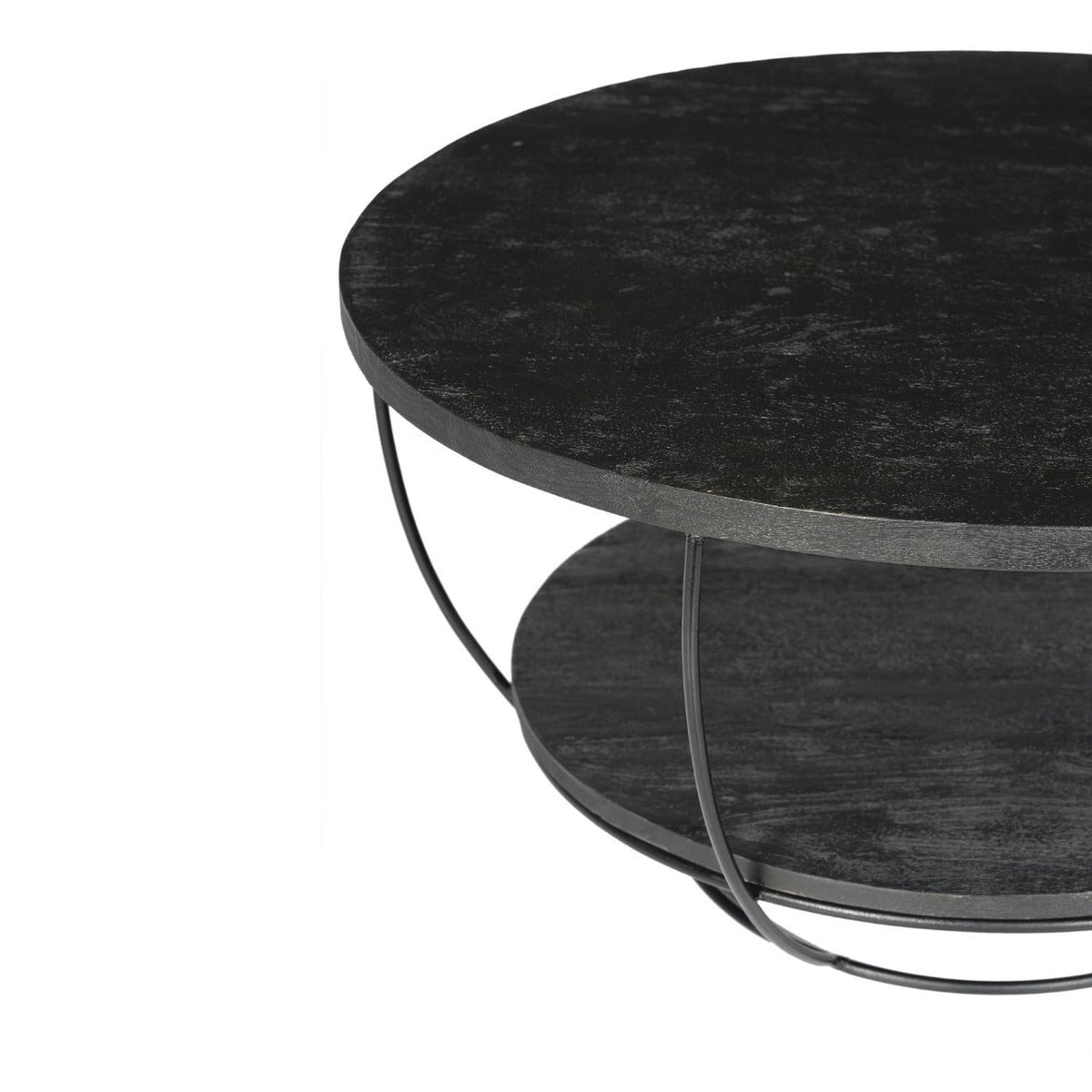 Couchtisch Evan Norris Ø85cm aus Massivholz - Schwarz-Couchtische-Livingfurn-le canapé