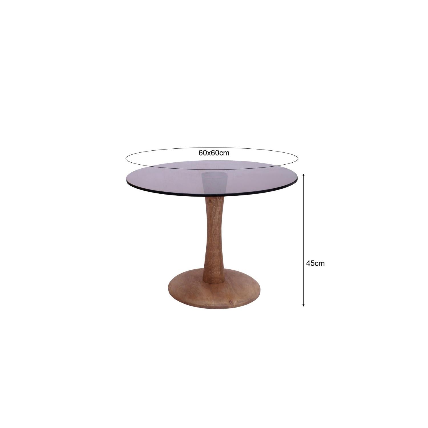 Couchtisch Faye Ø60cm aus Glas und Mangoholz - Braun-Couchtische-Livingfurn-le canapé