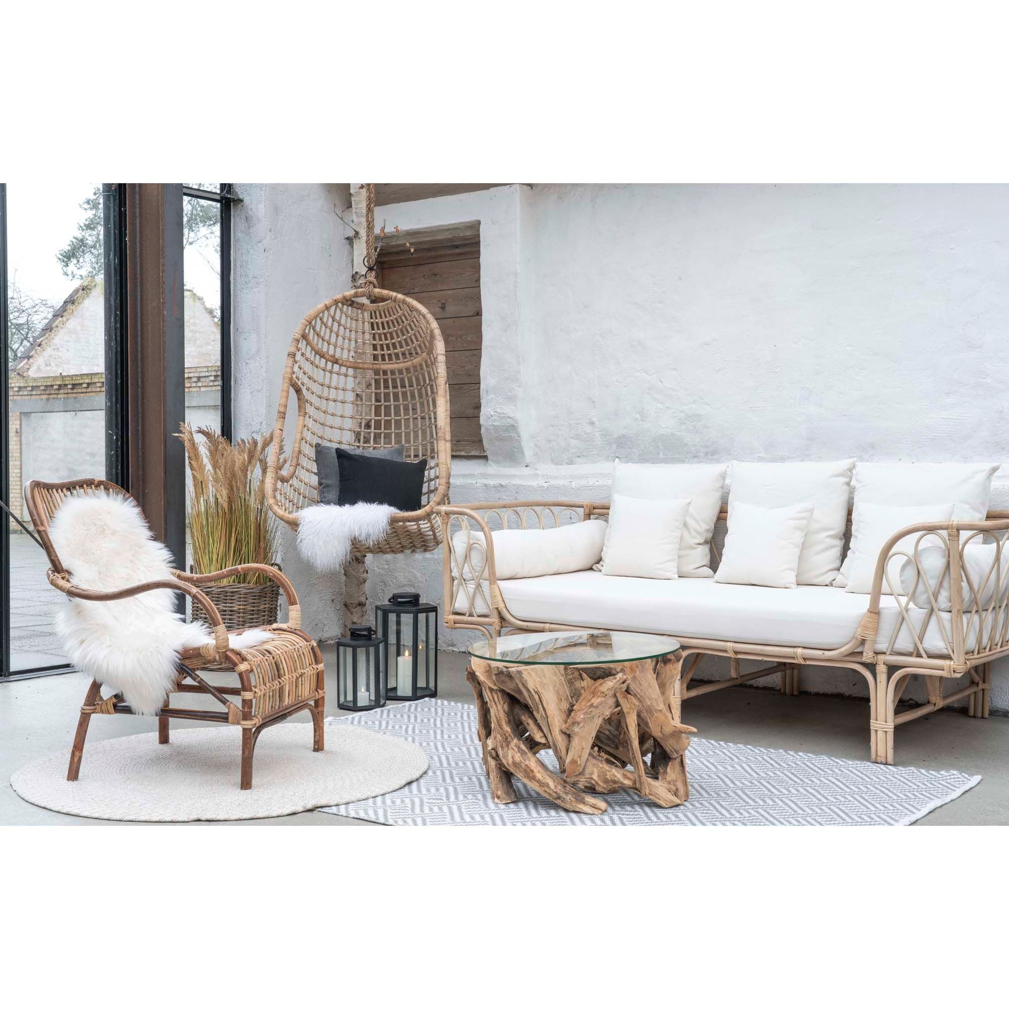Couchtisch Grand Canyon Ø60cm aus Teak/GlasCouchtisch