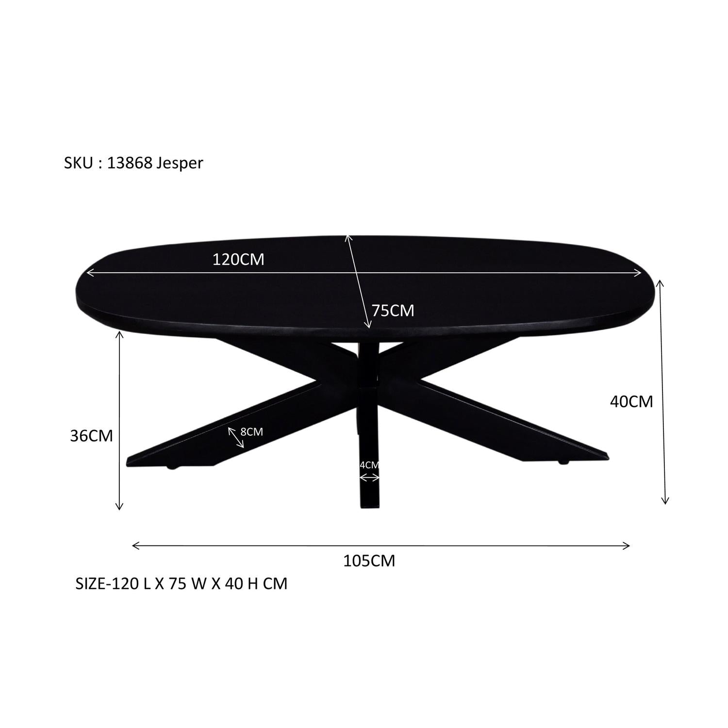Couchtisch Jesper aus Mangoholz 120cm - Schwarz-Couchtische-Livingfurn-le canapé