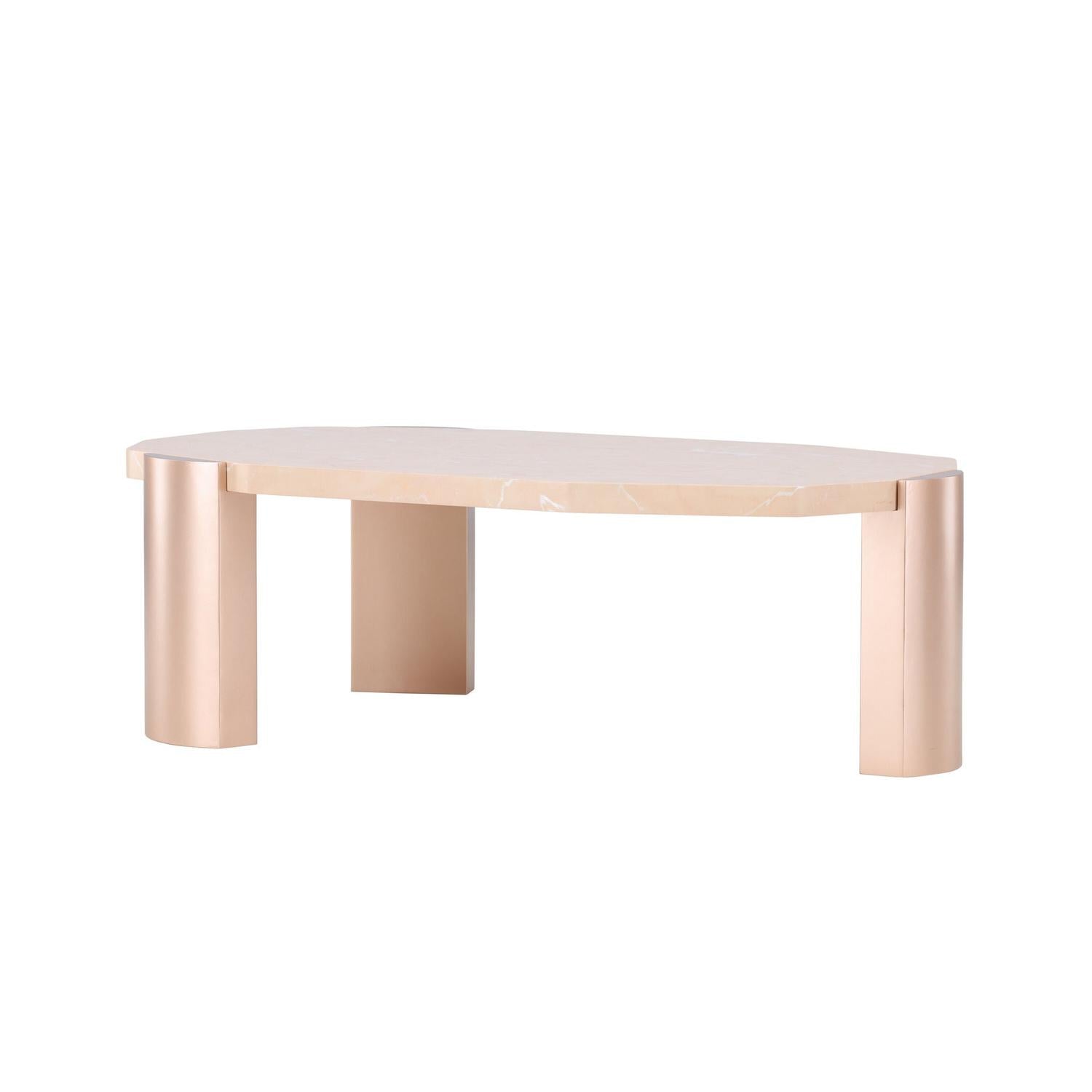 Couchtisch Kres - Gold/ Pink/ Marmoroptik-Couchtische-Venture Home-le canapé