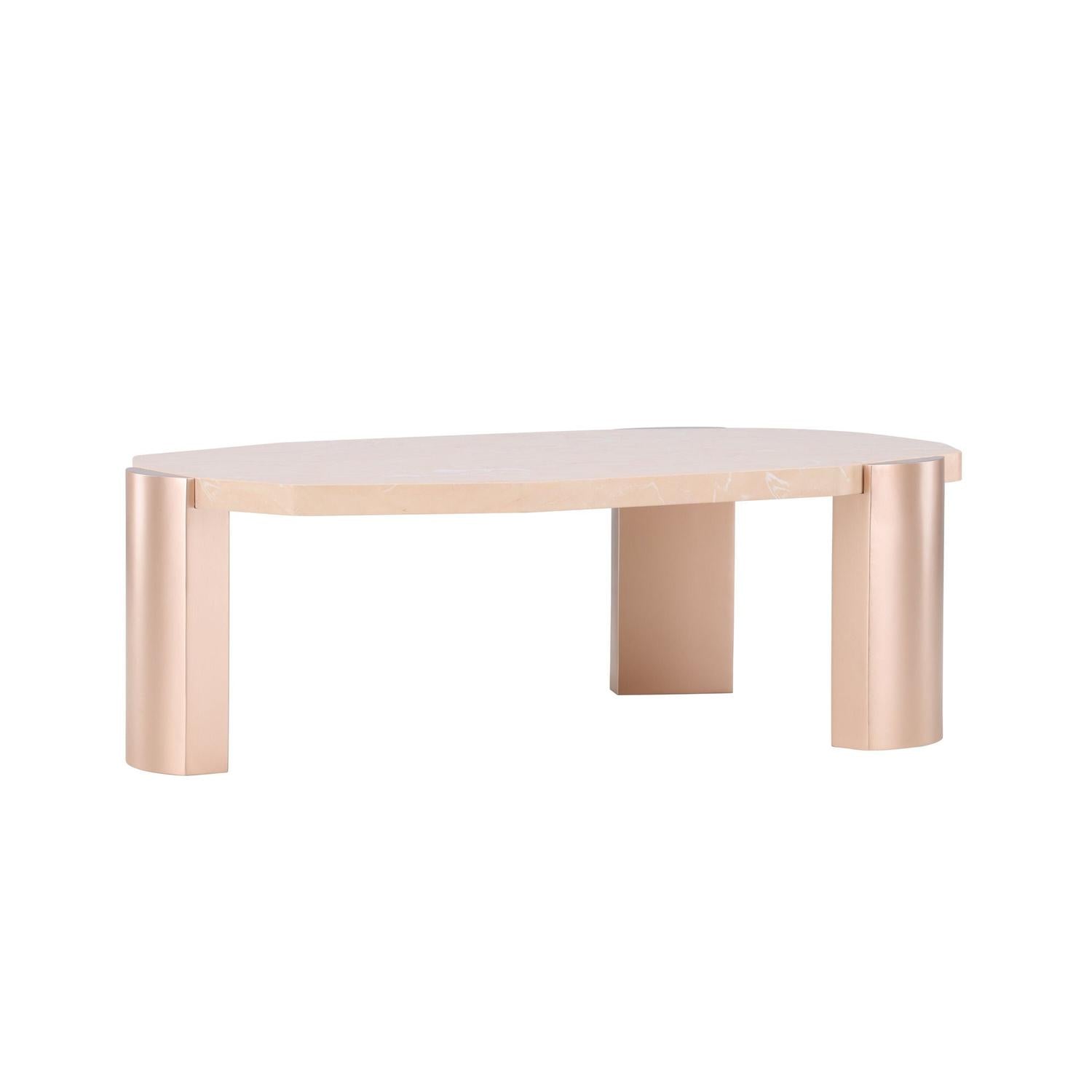 Couchtisch Kres - Gold/ Pink/ Marmoroptik-Couchtische-Venture Home-le canapé
