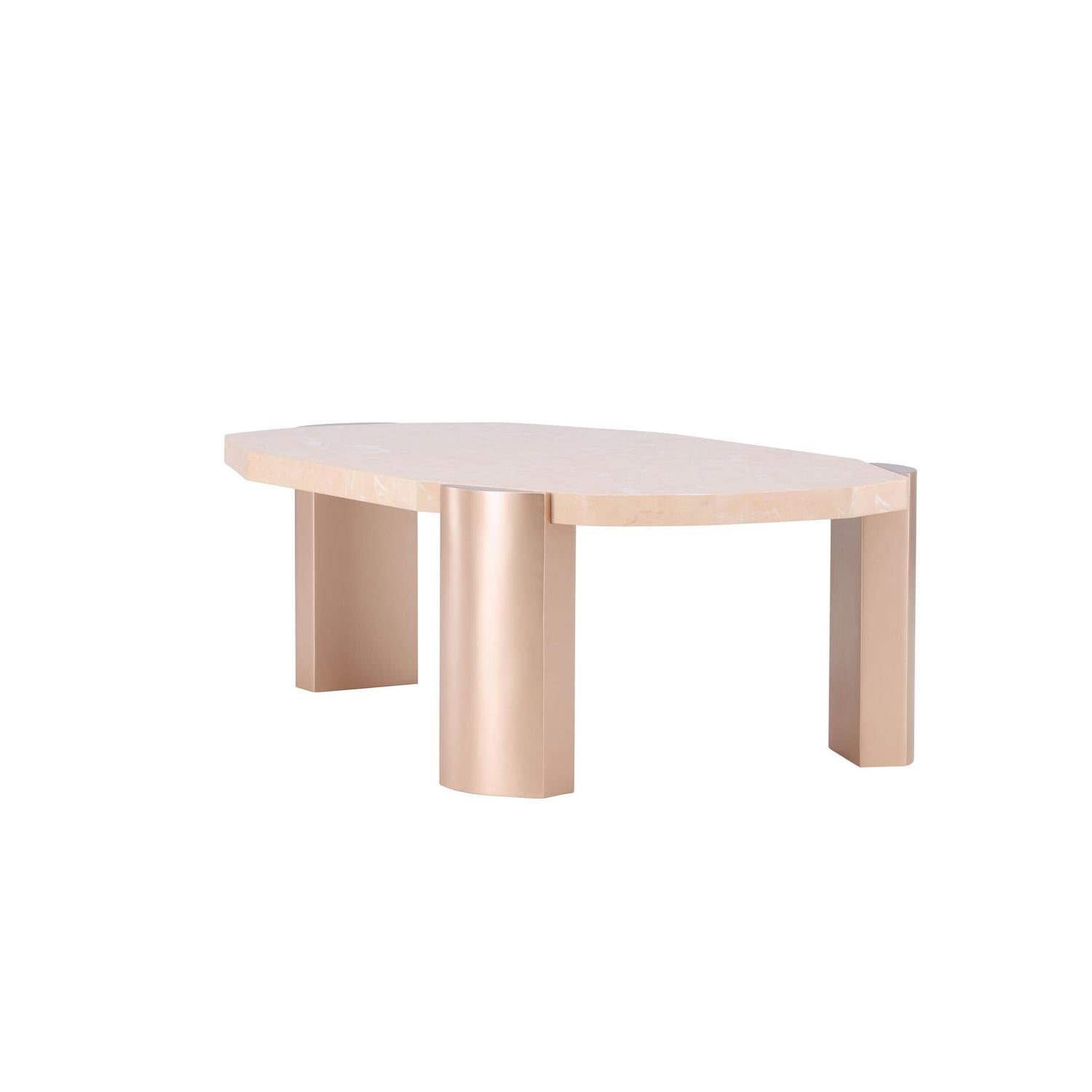 Couchtisch Kres - Gold/ Pink/ Marmoroptik-Couchtische-Venture Home-le canapé