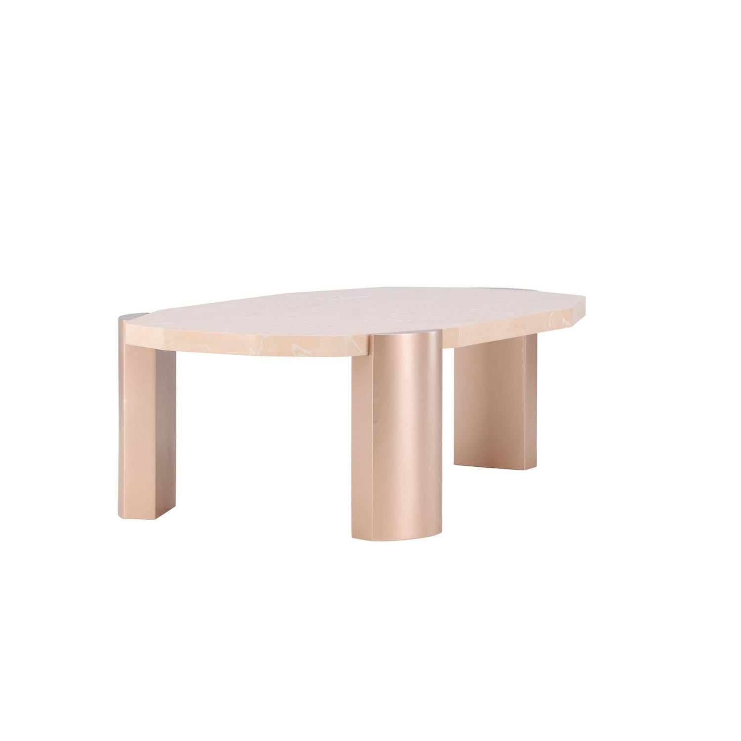 Couchtisch Kres - Gold/ Pink/ Marmoroptik-Couchtische-Venture Home-le canapé
