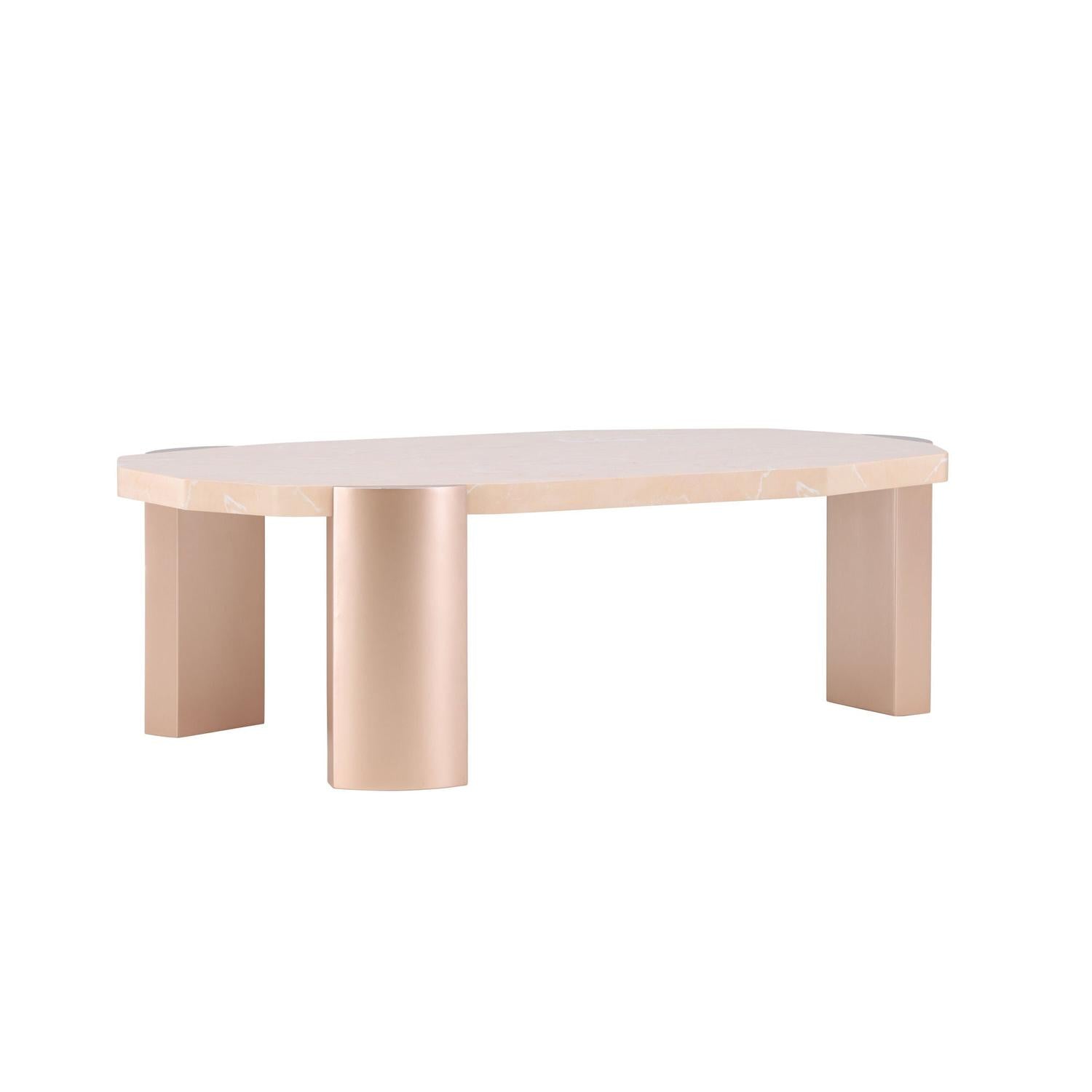 Couchtisch Kres - Gold/ Pink/ Marmoroptik-Couchtische-Venture Home-le canapé