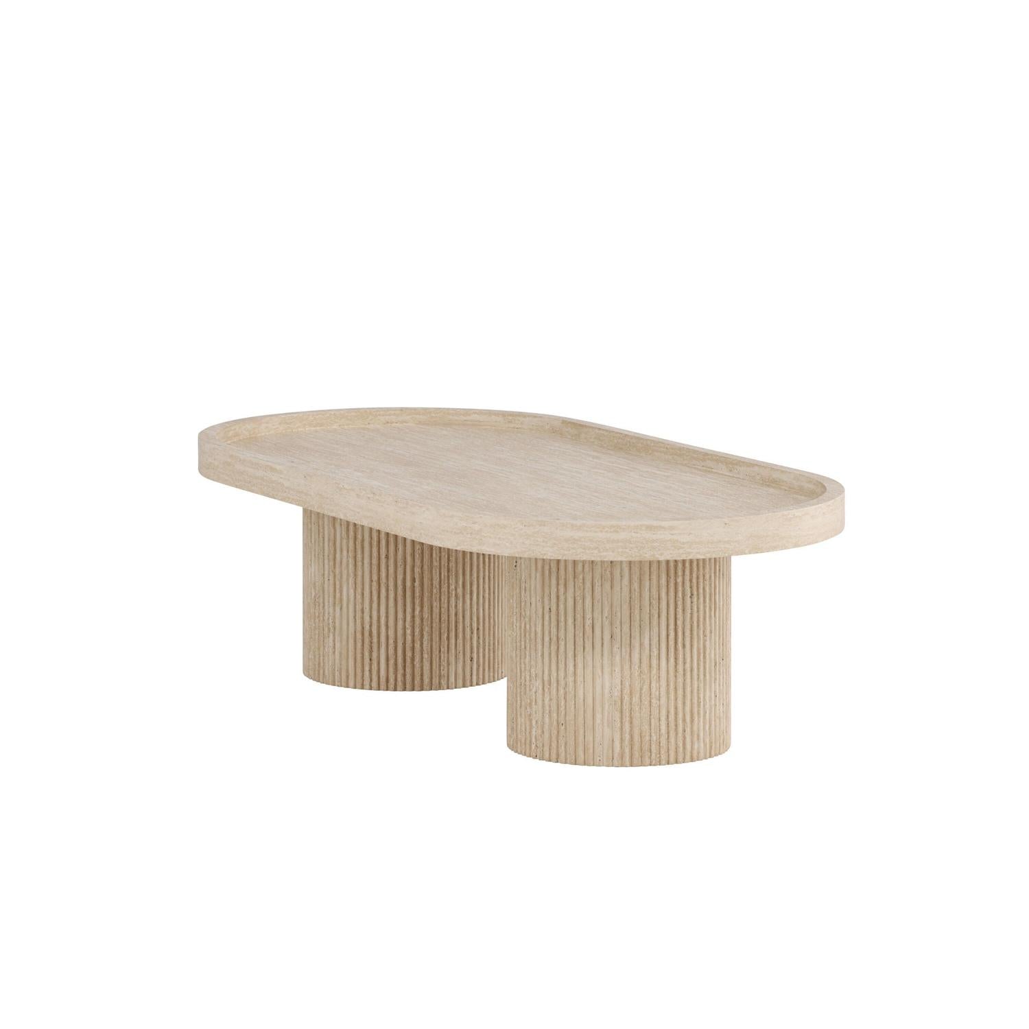 Couchtisch Krille 120*60cm in Travertin-Optik - Beige-Couchtische-Venture Home-le canapé