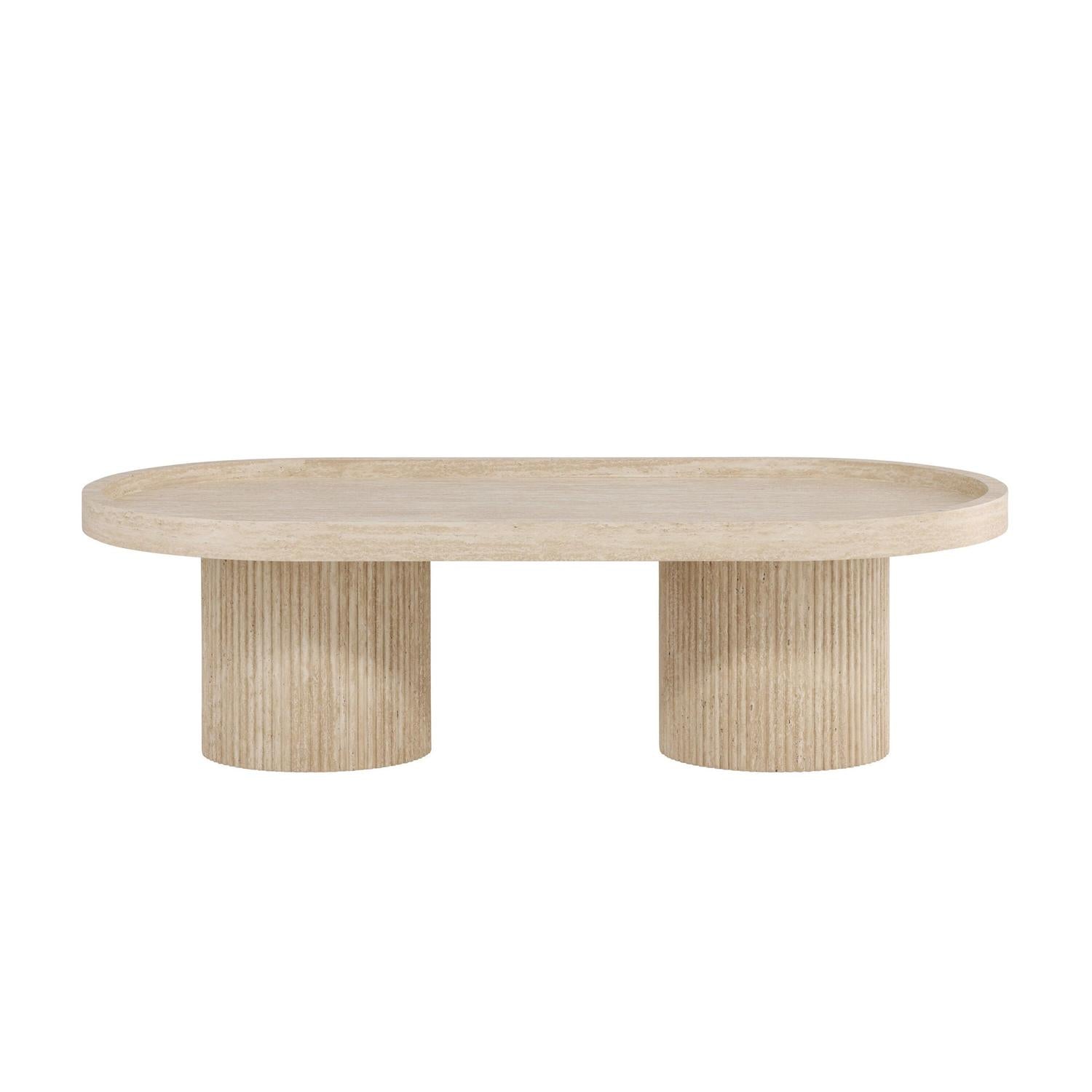 Couchtisch Krille 120*60cm in Travertin-Optik - Beige-Couchtische-Venture Home-le canapé