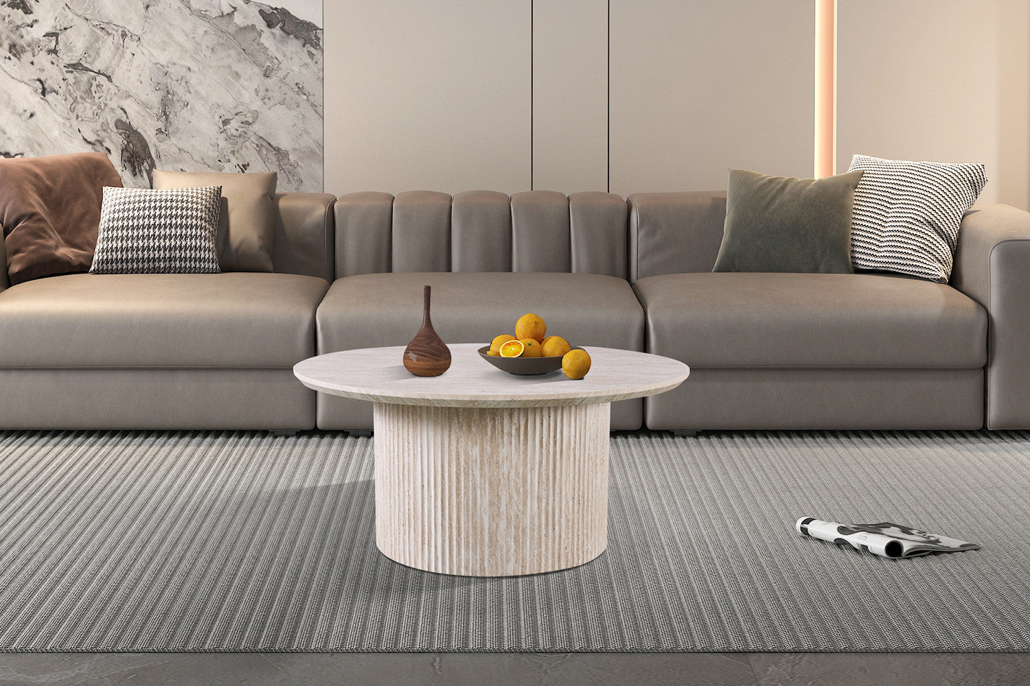 Couchtisch Lagos Ø80cm - Keramik Travertin Optik-Couchtisch-Rousseau-le canapé