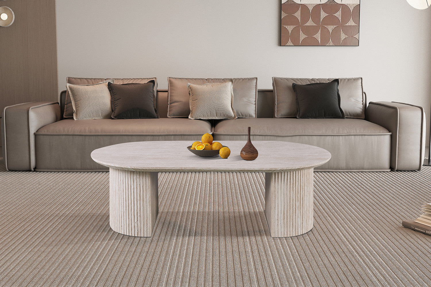 Couchtisch Lagos Oval 120cm - Keramik Travertin Optik-Couchtisch-Rousseau-le canapé