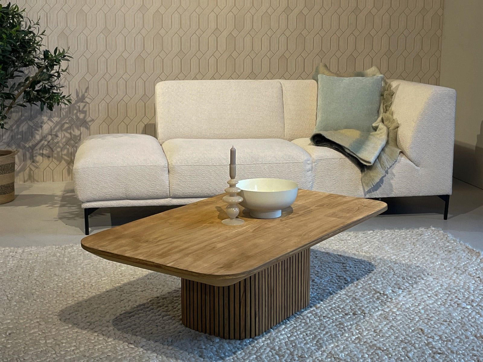 Couchtisch Lausanne aus Teakholz 120*70cm - Hellbraun-Couchtische-Livingfurn-le canapé