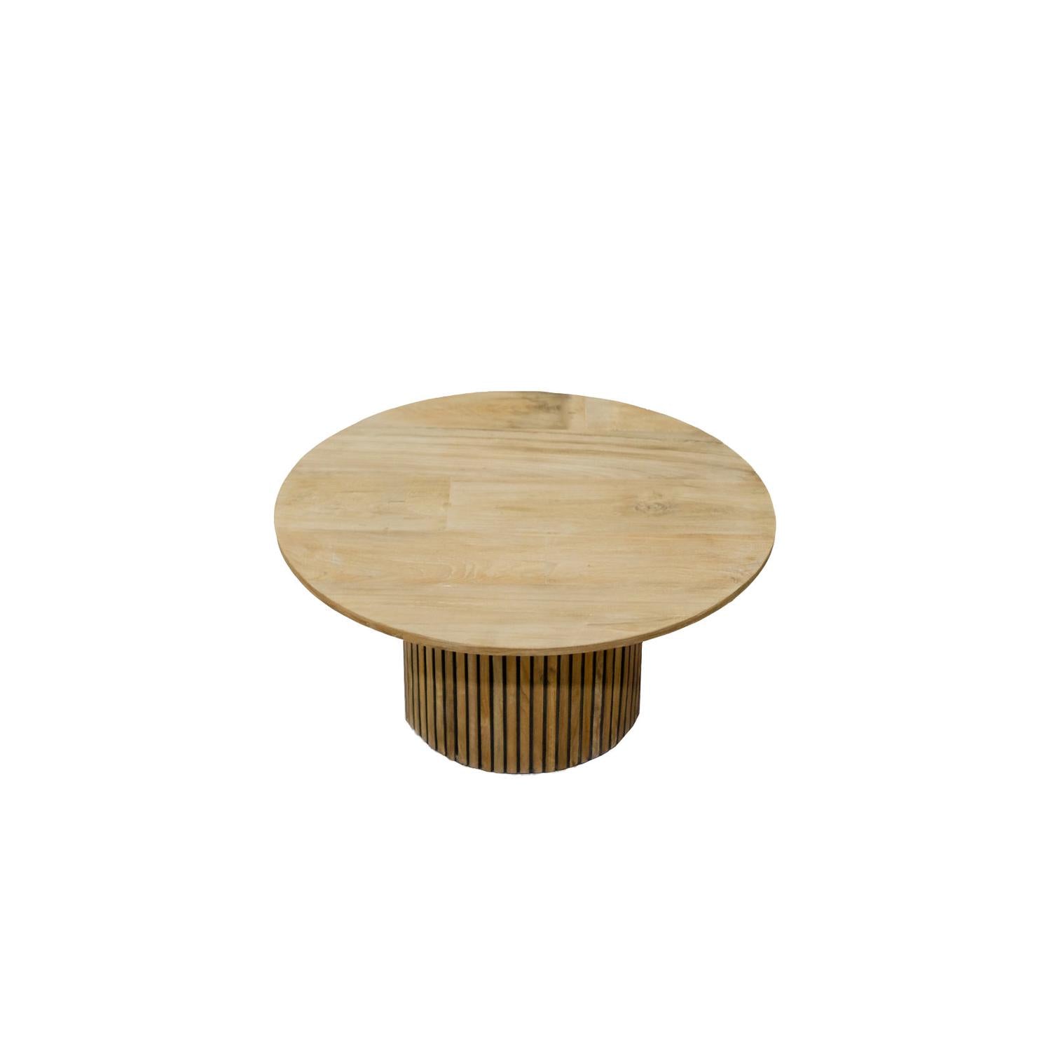 Couchtisch Lausanne aus Teakholz Ø80cm - Braun-Couchtische-Livingfurn-le canapé