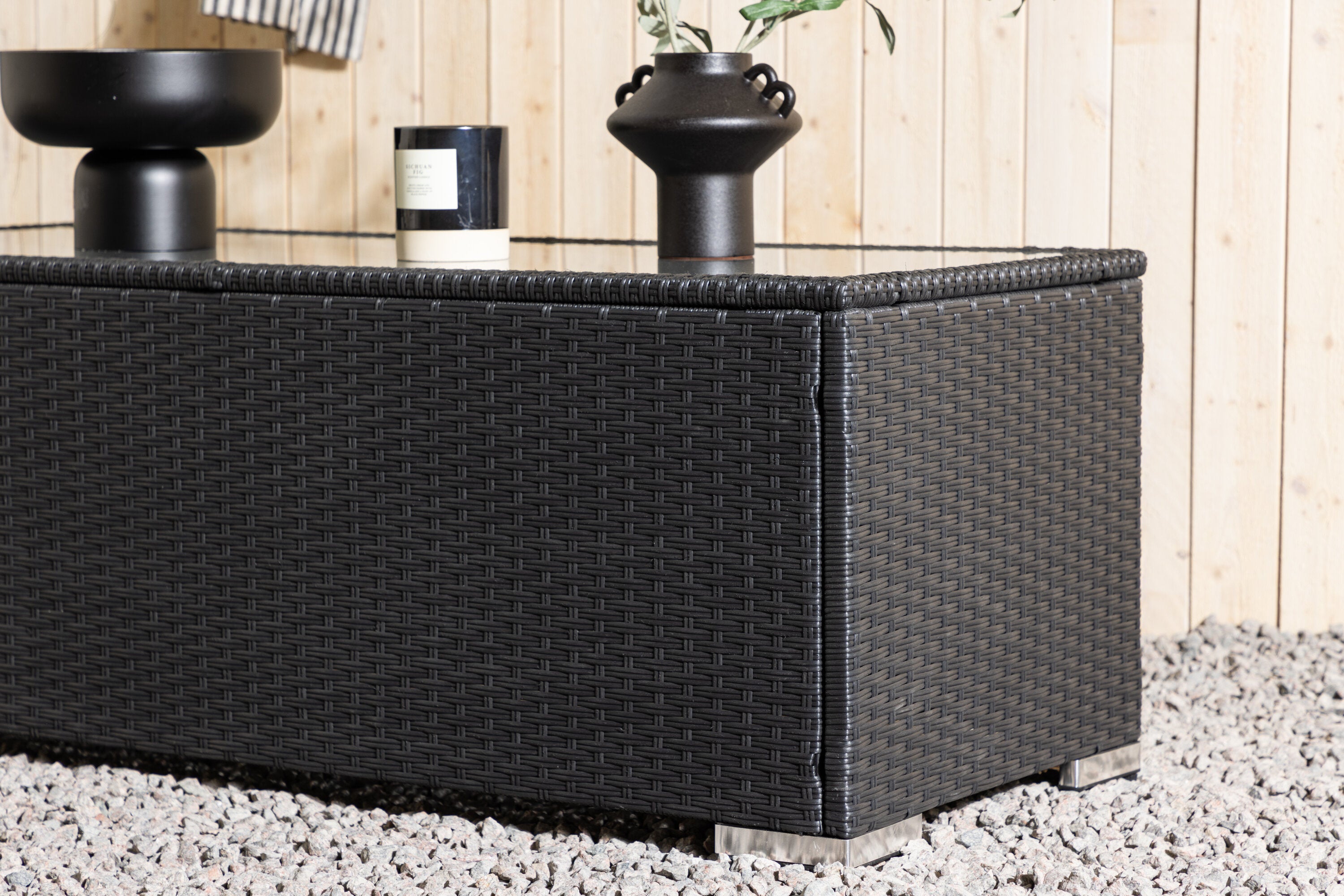 Couchtisch London 120cm aus Polyrattan - Schwarz-Loungetische-Venture Home-le canapé