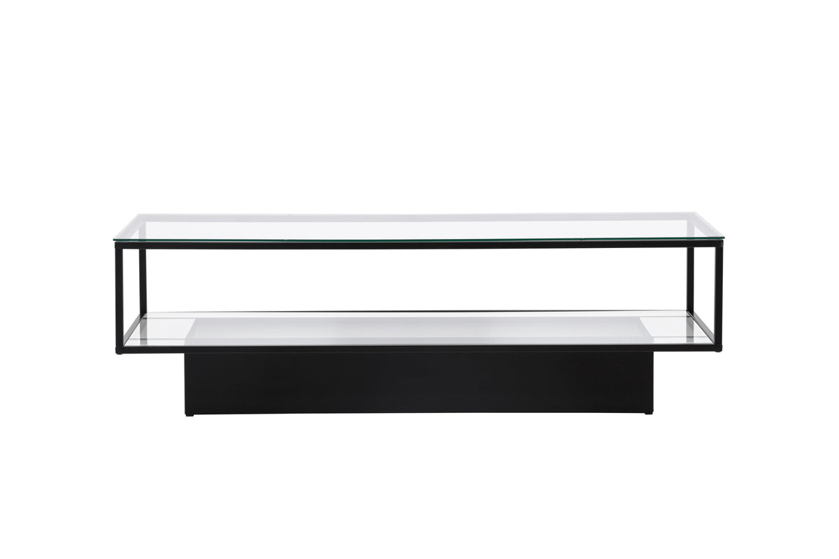 Couchtisch Maglehem 130cm aus Glas mit Ablage - Schwarz-Couchtische-Venture Home-le canapé