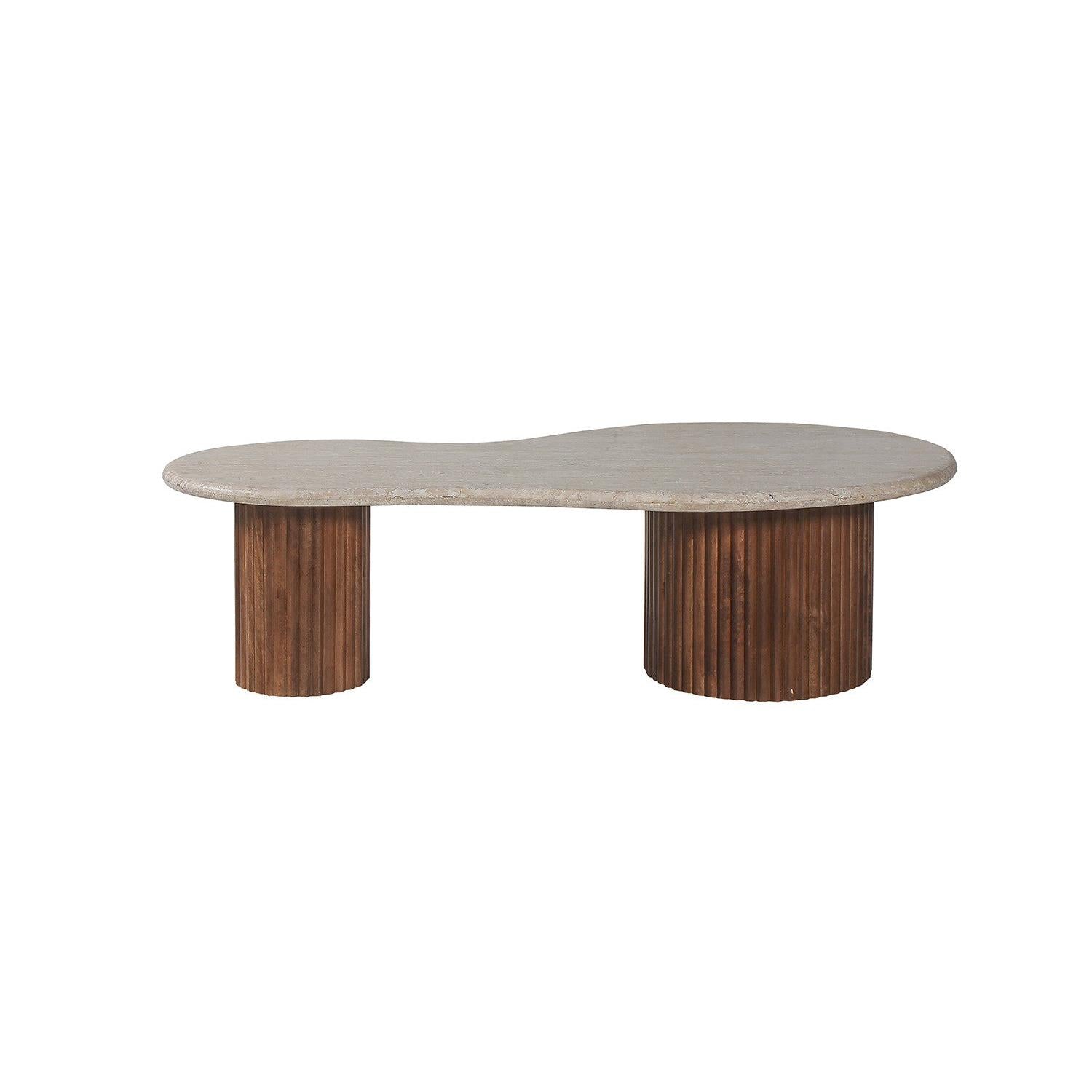 Couchtisch Marlon 120cm mit Travertinplatte - Beige-Couchtisch-Rousseau-le canapé