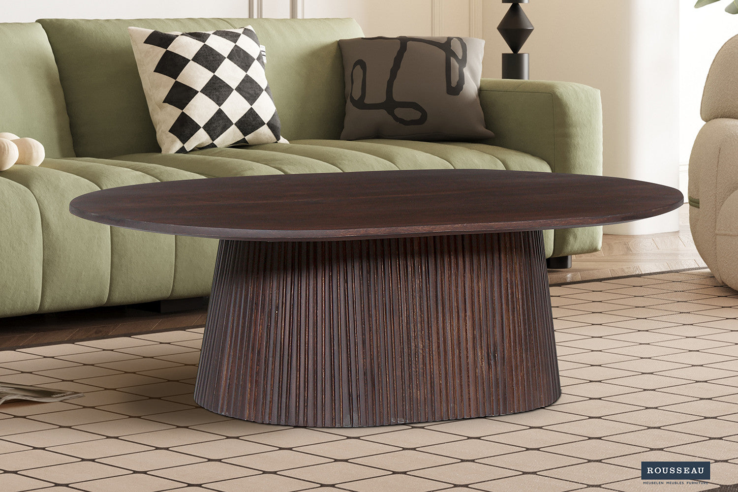 Couchtisch Miguel 120cm Oval - Dunkelbraun-Couchtisch-Rousseau-le canapé