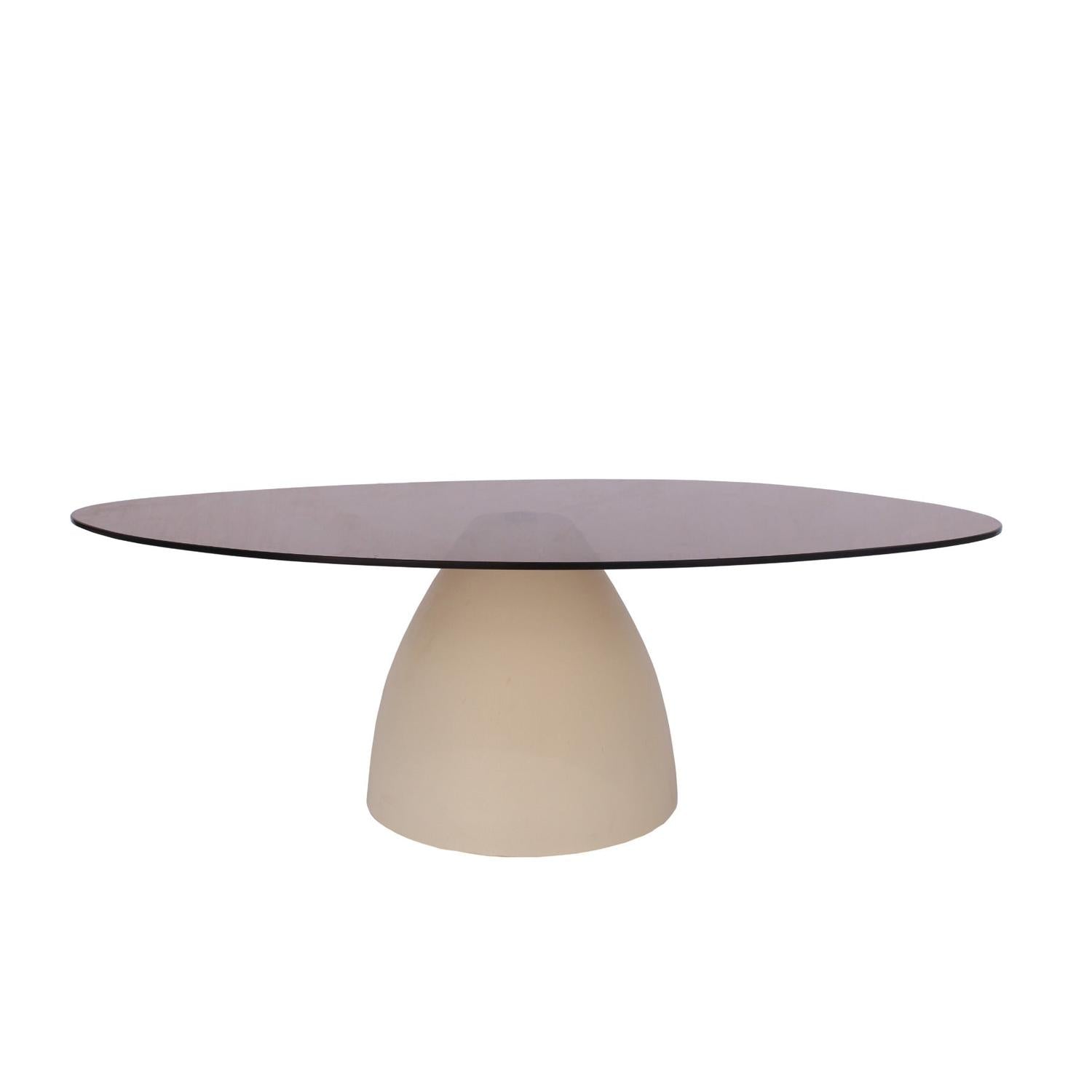 Couchtisch Mylon mit Rauchglasplatte 110cm - Beige-Couchtische-Livingfurn-le canapé
