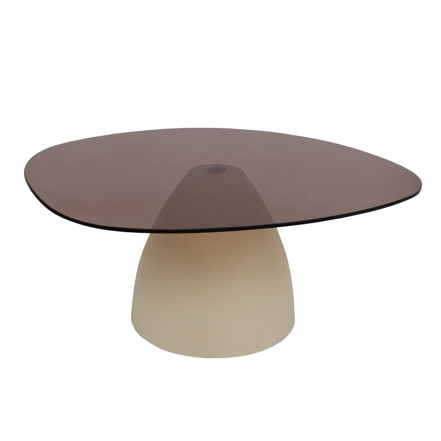 Couchtisch Mylon mit Rauchglasplatte 86cm - Beige-Couchtische-Livingfurn-le canapé