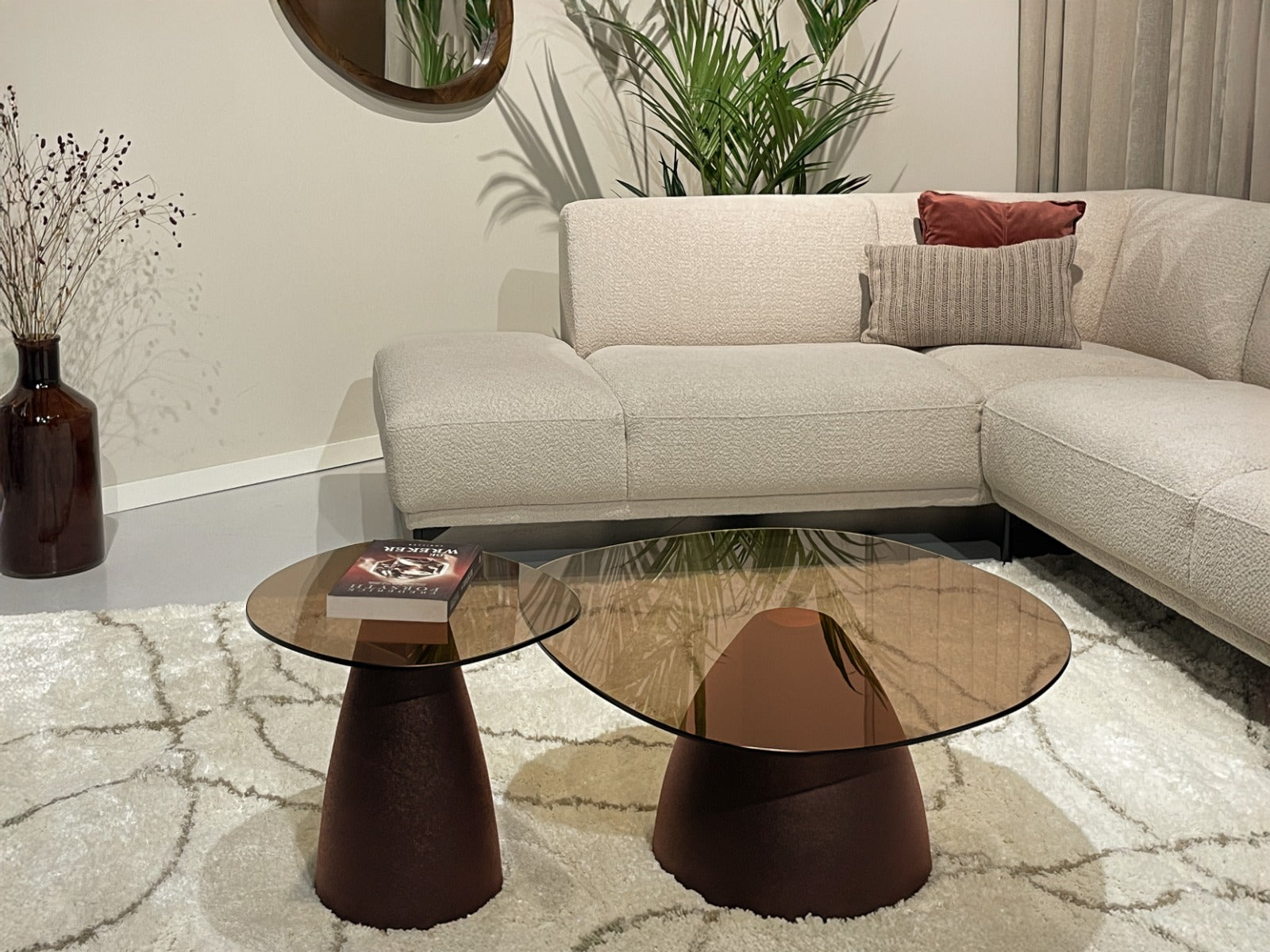 Couchtisch Mylon mit Rauchglasplatte 86cm - Bordeaux-Couchtische-Livingfurn-le canapé
