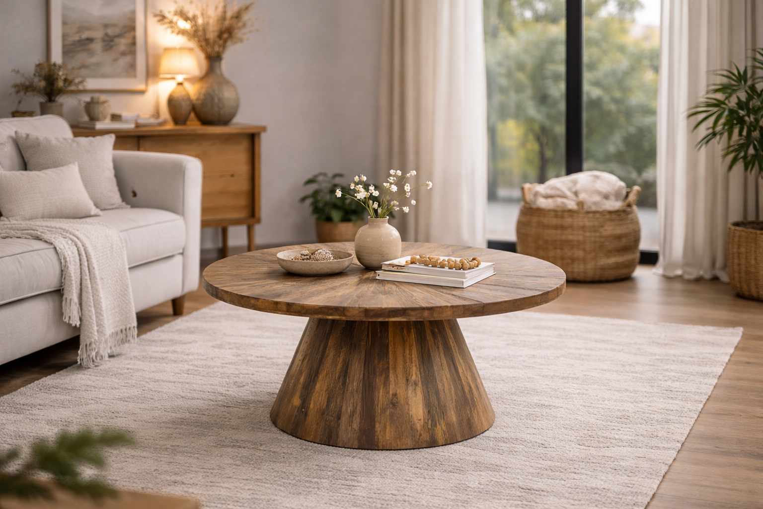 Couchtisch Nadia Ø75cm aus Teakholz - Braun-Couchtische-Benoa-le canapé