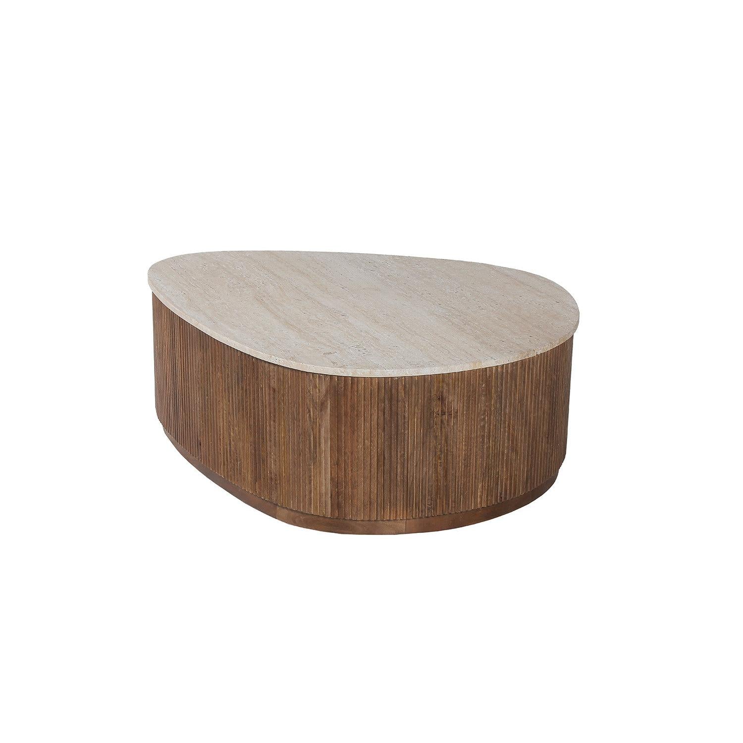Couchtisch Nolan mit Travertin-Steinplatte - Beige-Couchtisch-Rousseau-le canapé