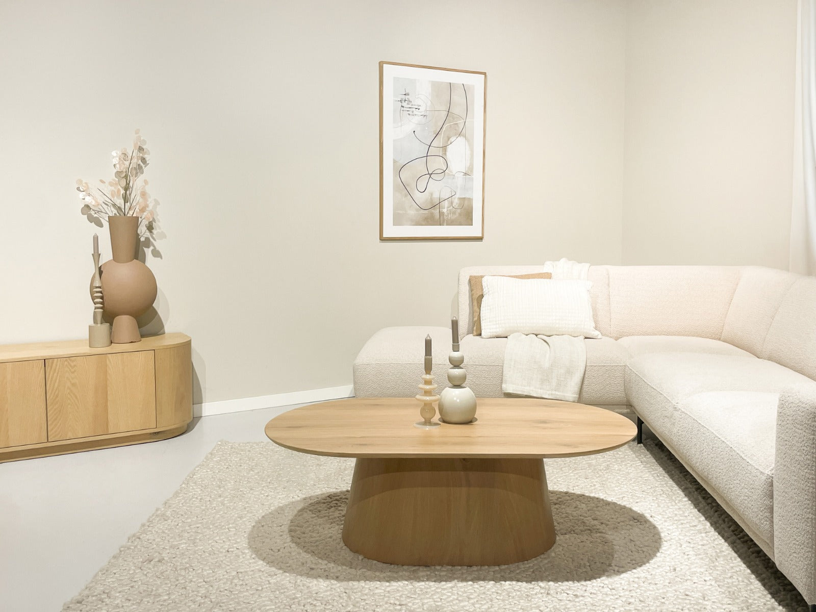 Couchtisch Novero Oval 120 aus Eichenholz - Hellbraun-Couchtische-Livingfurn-le canapé