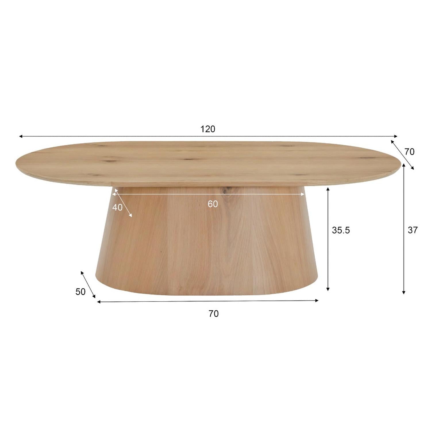 Couchtisch Novero Oval 120 aus Eichenholz - Hellbraun-Couchtische-Livingfurn-le canapé