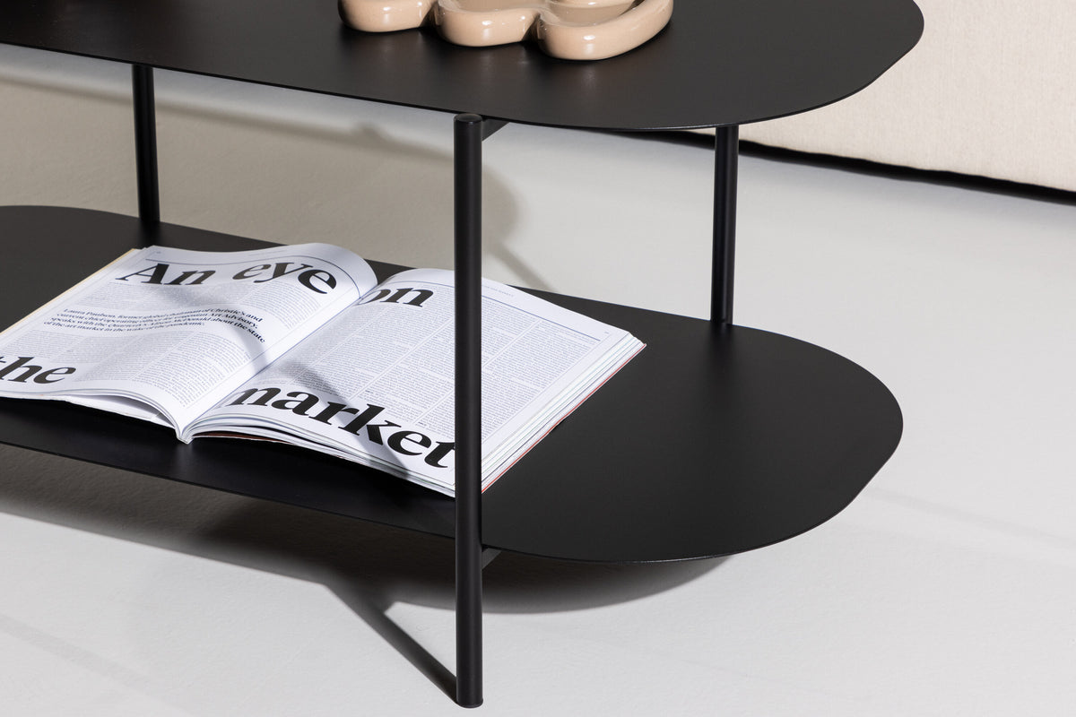 Couchtisch Recife 100cm aus Metall mit Ablage - Schwarz-Couchtische-Venture Home-le canapé