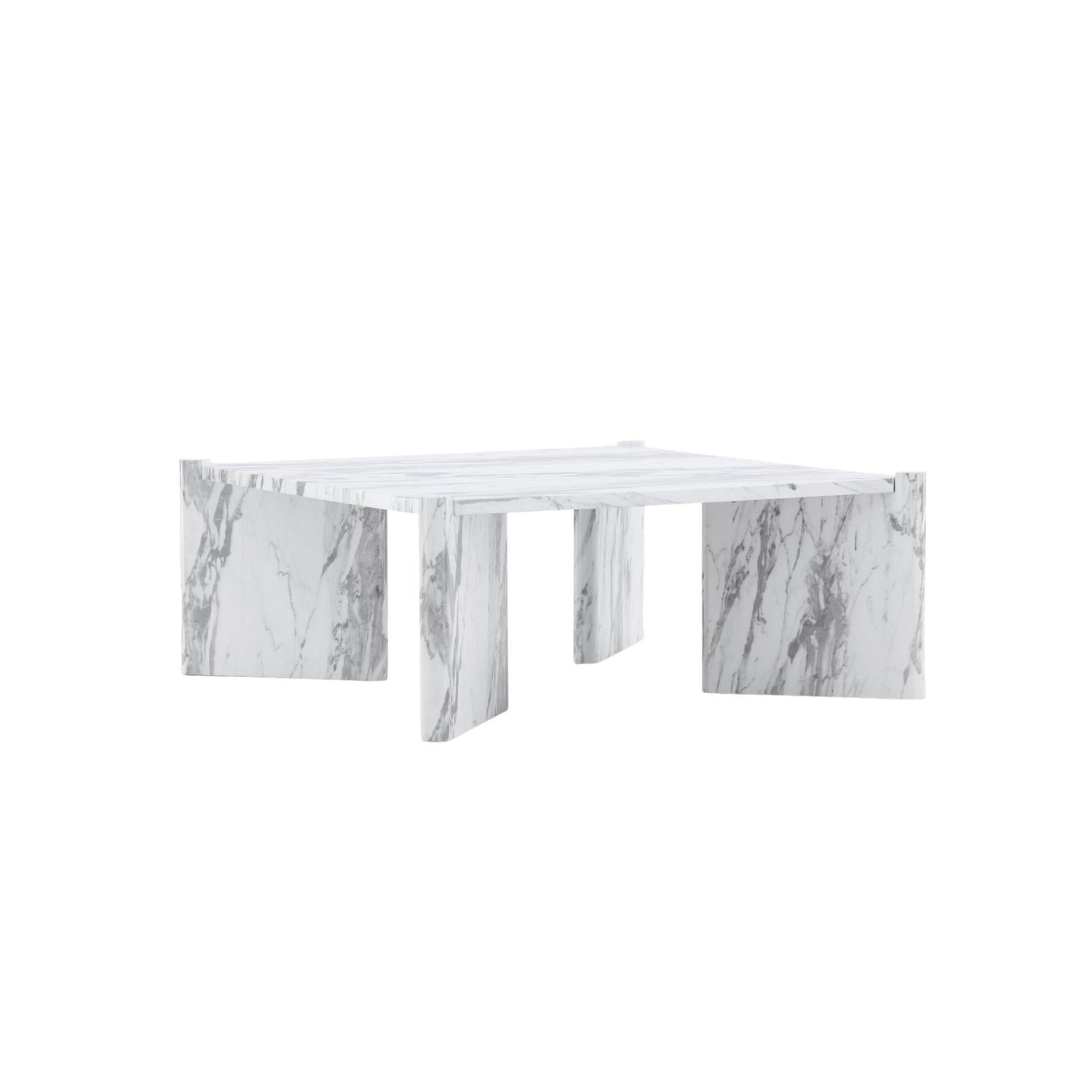 Couchtisch Rogaland 100cm in Marmoroptik - Weiß-Couchtische-Venture Home-le canapé
