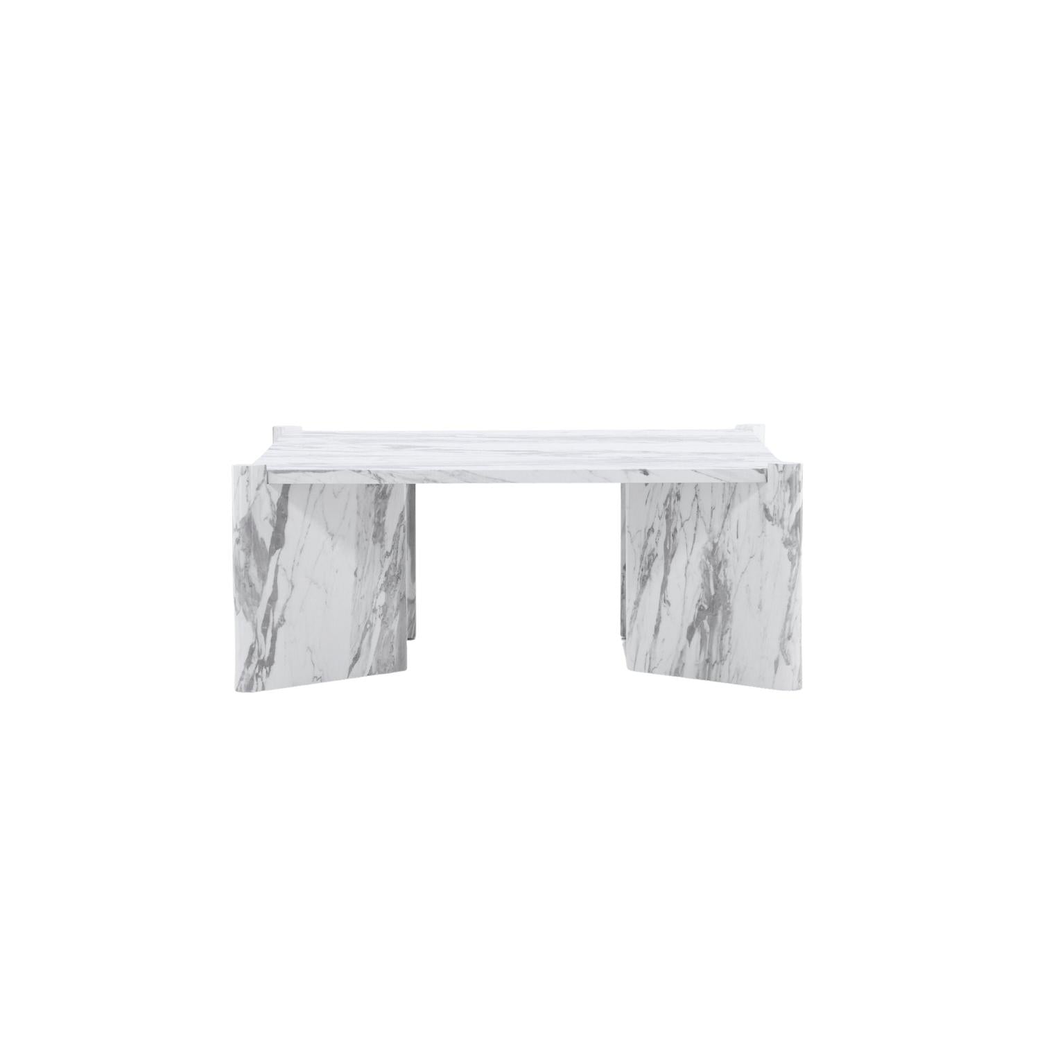 Couchtisch Rogaland 100cm in Marmoroptik - Weiß-Couchtische-Venture Home-le canapé
