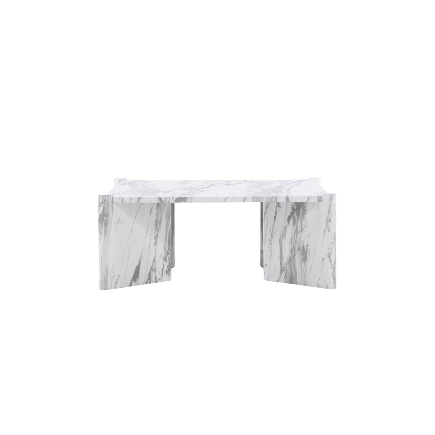 Couchtisch Rogaland 100cm in Marmoroptik - Weiß-Couchtische-Venture Home-le canapé