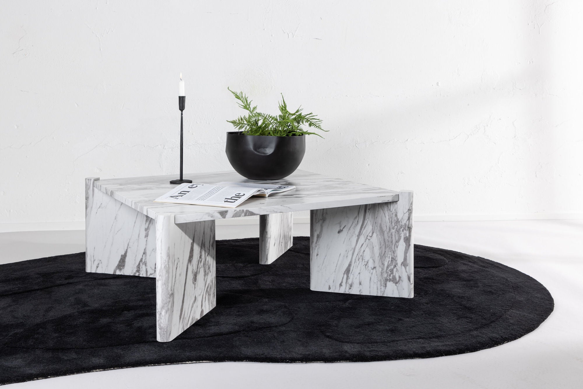 Couchtisch Rogaland 100cm in Marmoroptik - Weiß-Couchtische-Venture Home-le canapé