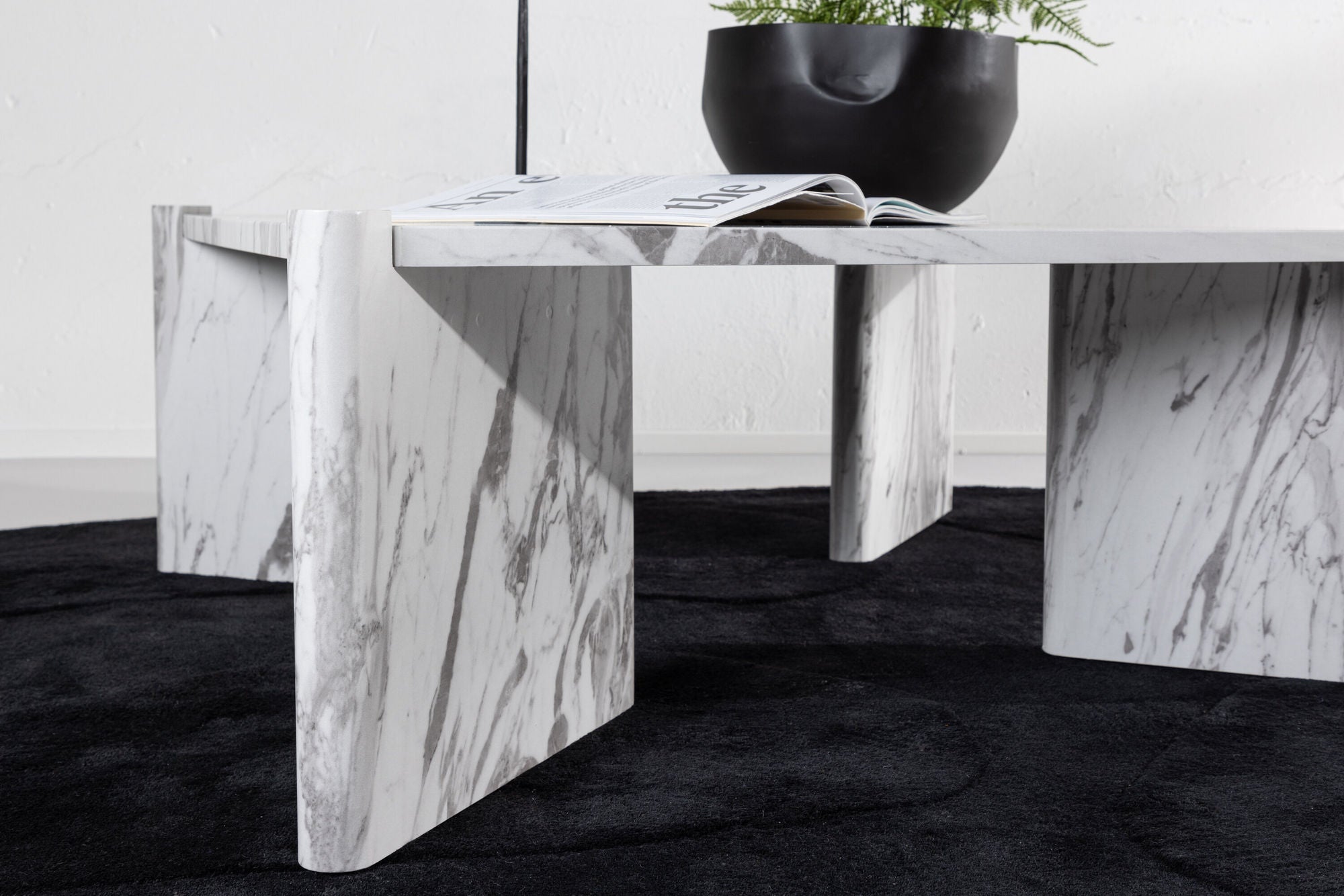 Couchtisch Rogaland 100cm in Marmoroptik - Weiß-Couchtische-Venture Home-le canapé