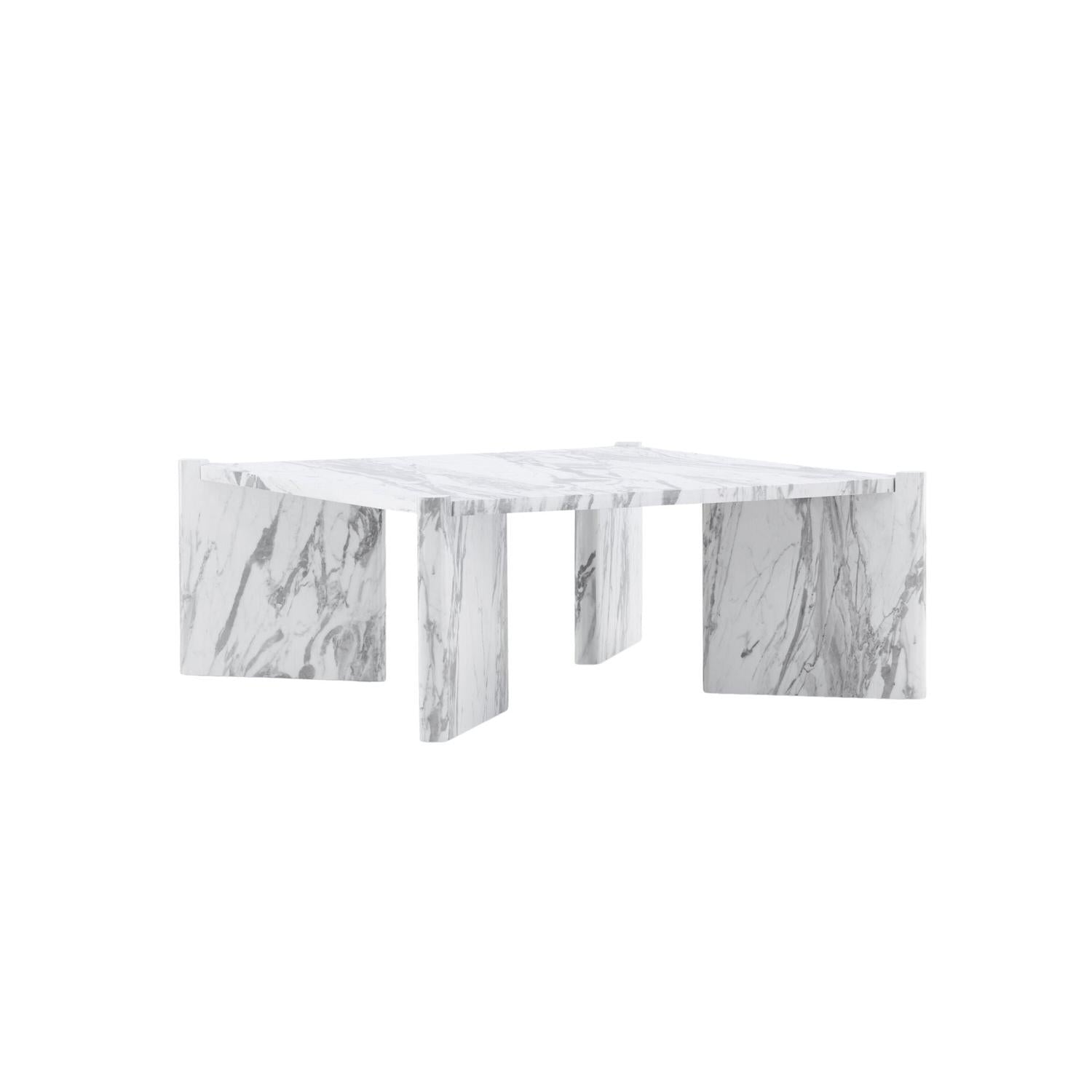 Couchtisch Rogaland 100cm in Marmoroptik - Weiß-Couchtische-Venture Home-le canapé