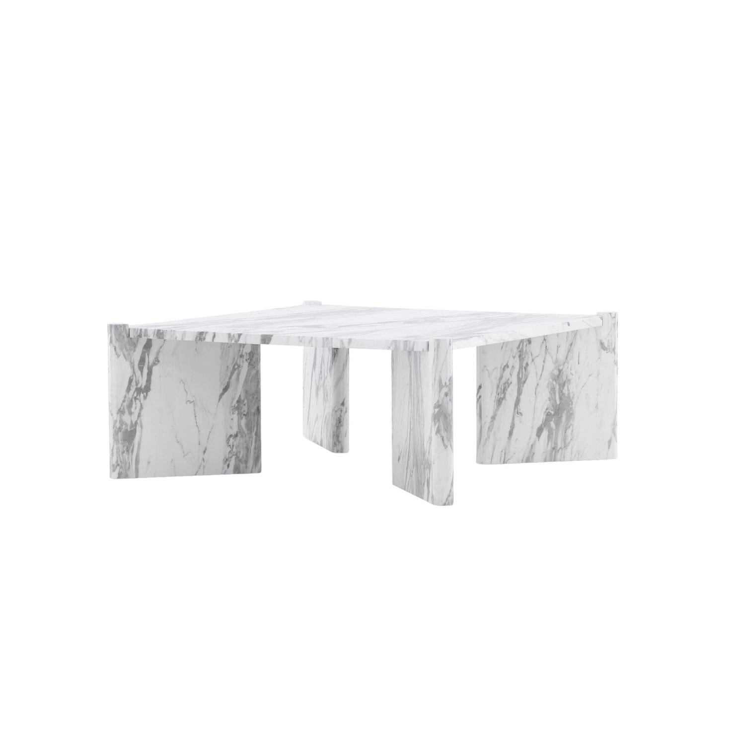 Couchtisch Rogaland 100cm in Marmoroptik - Weiß-Couchtische-Venture Home-le canapé