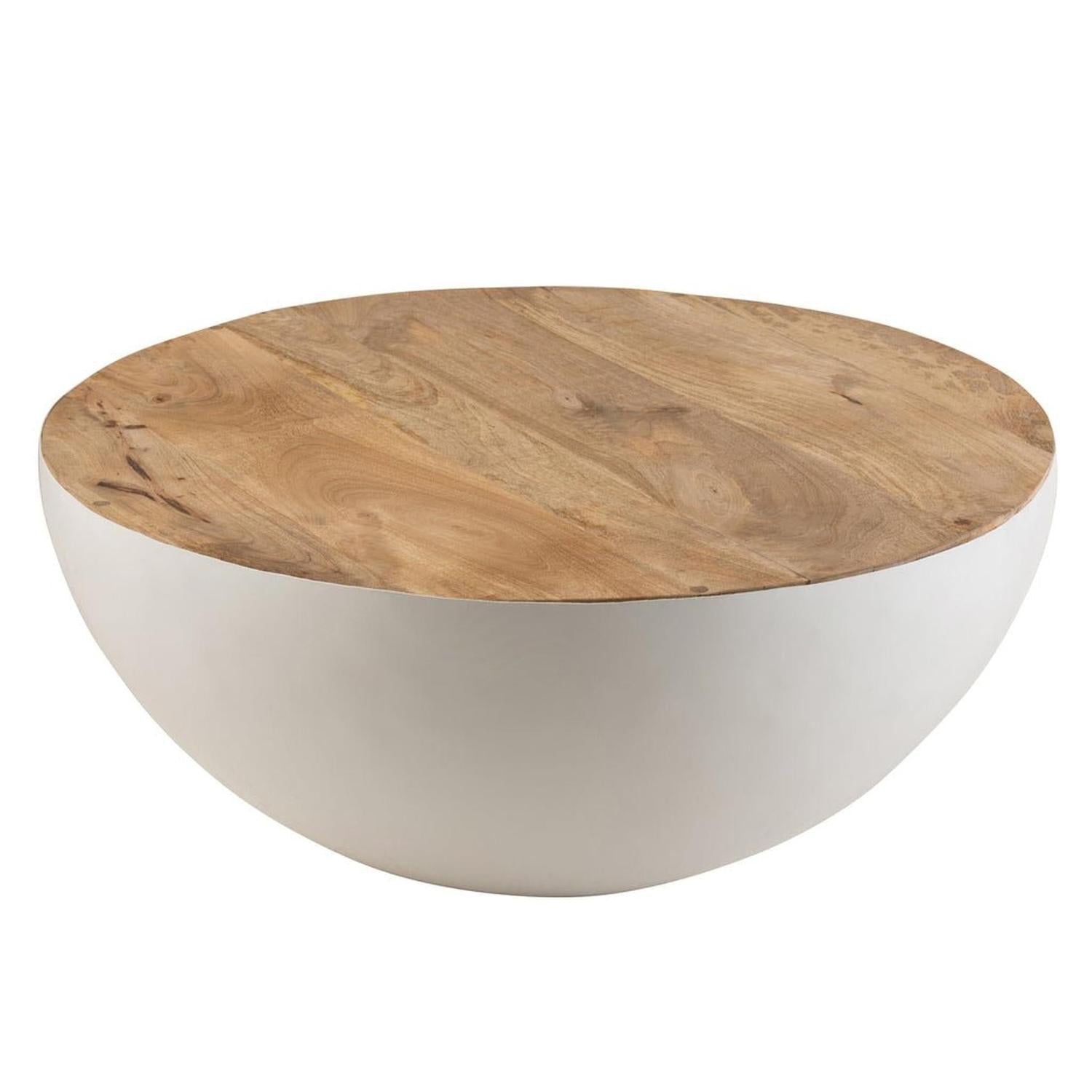 Couchtisch rund aus Mangoholz Ø90cm - Weiß