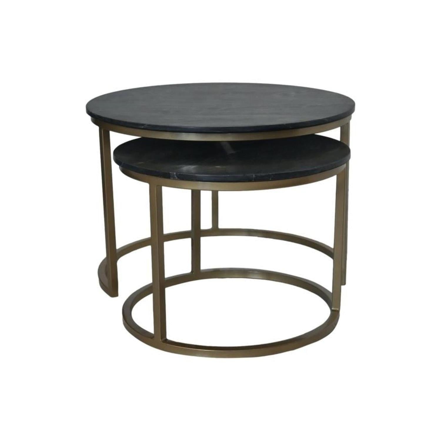 Couchtisch-Set Ronin aus Marmor - Schwarz / Gold-Couchtisch-HSM Collection-le canapé