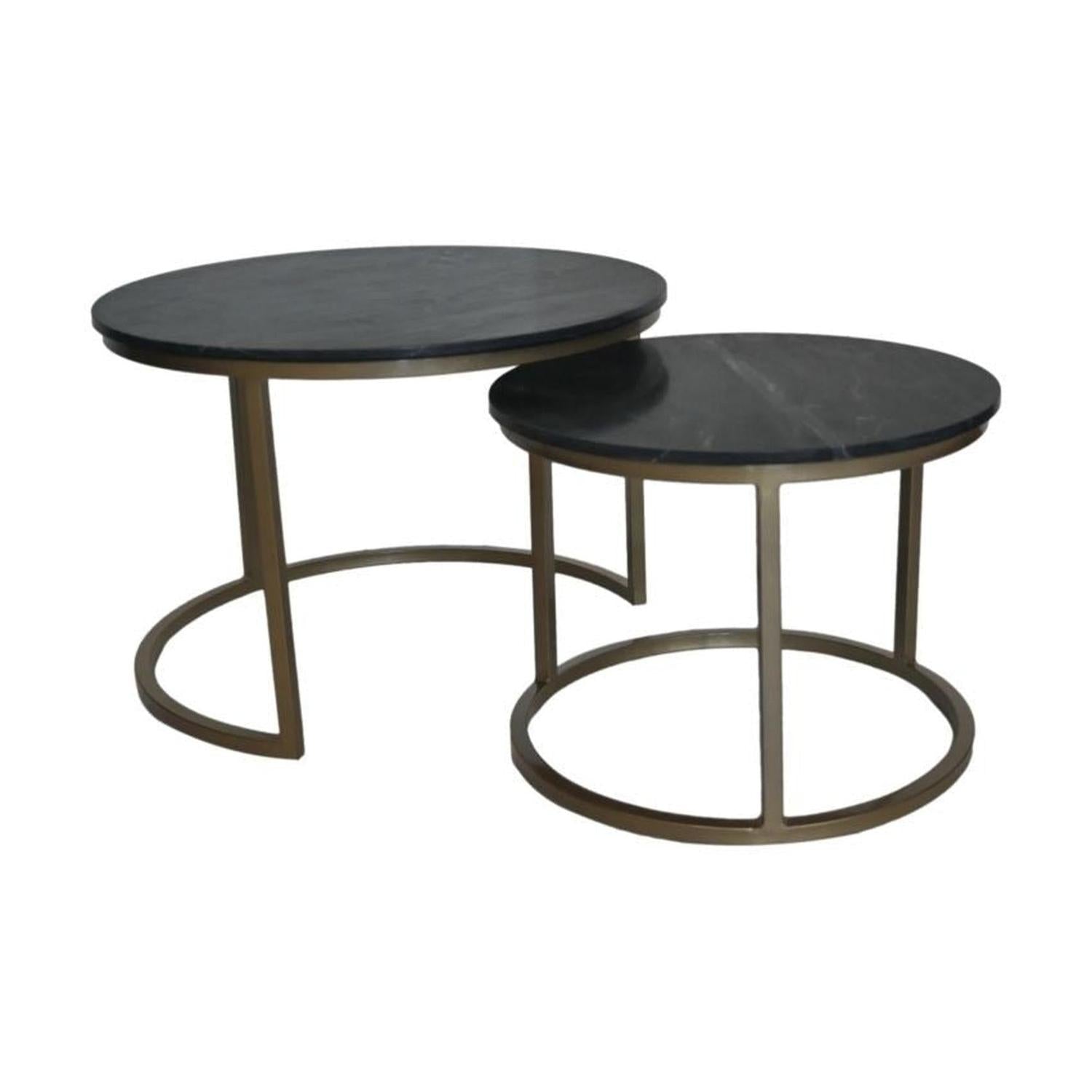Couchtisch-Set Ronin aus Marmor - Schwarz/Gold