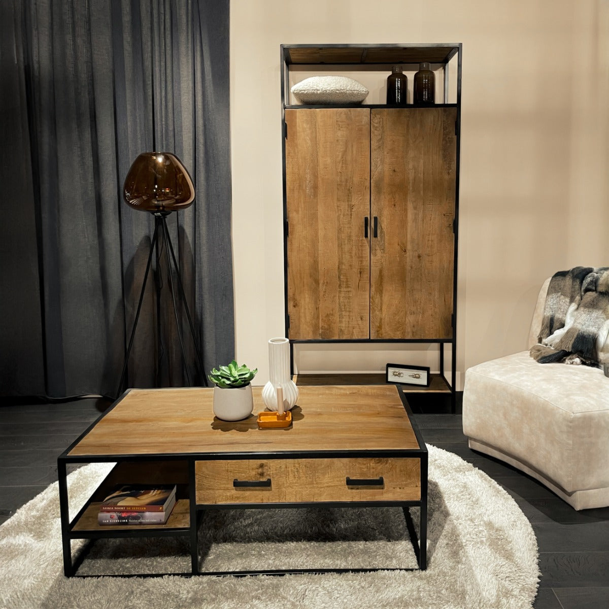 Couchtisch Sturdy aus Mangoholz 120*70cm - Hellbraun-Couchtisch-Livingfurn-le canapé