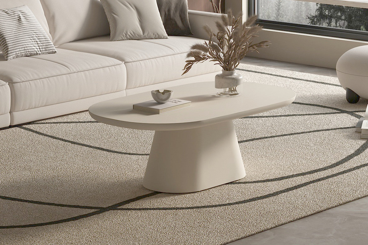 Couchtisch Tavira 120cm Oval – Beige-Couchtisch-Rousseau-le canapé