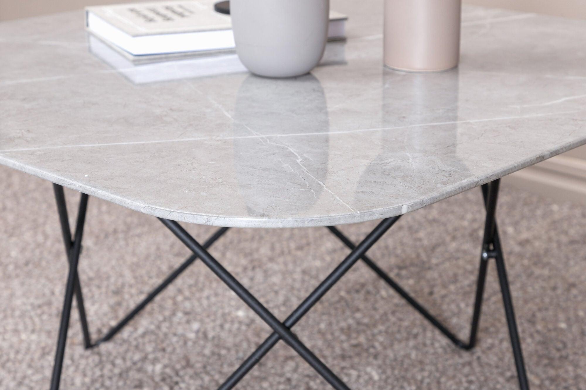 Couchtisch Tristar aus Marmorglas - Grau-Couchtische-Venture Home-le canapé