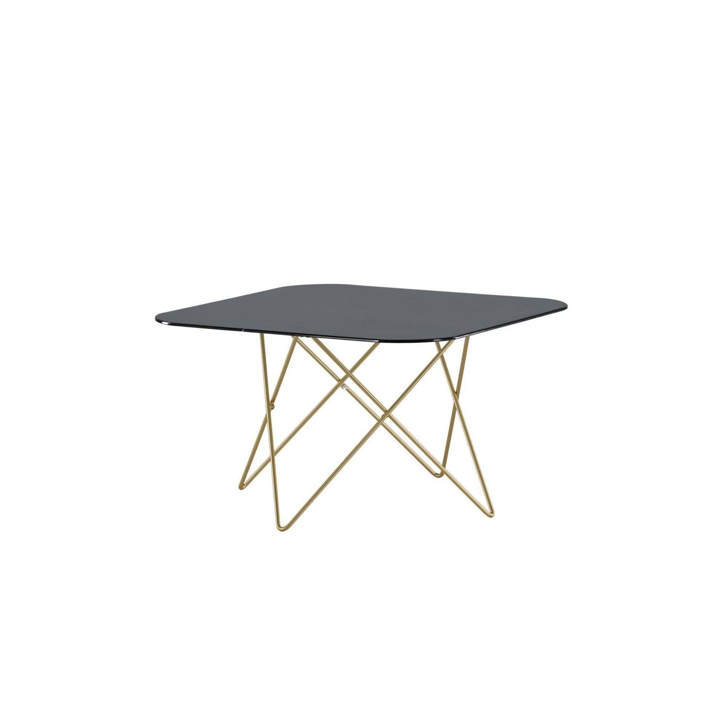 Couchtisch Tristar aus Marmorglas - Schwarz / Messing gebürstet-Couchtisch-Venture Home-le canapé