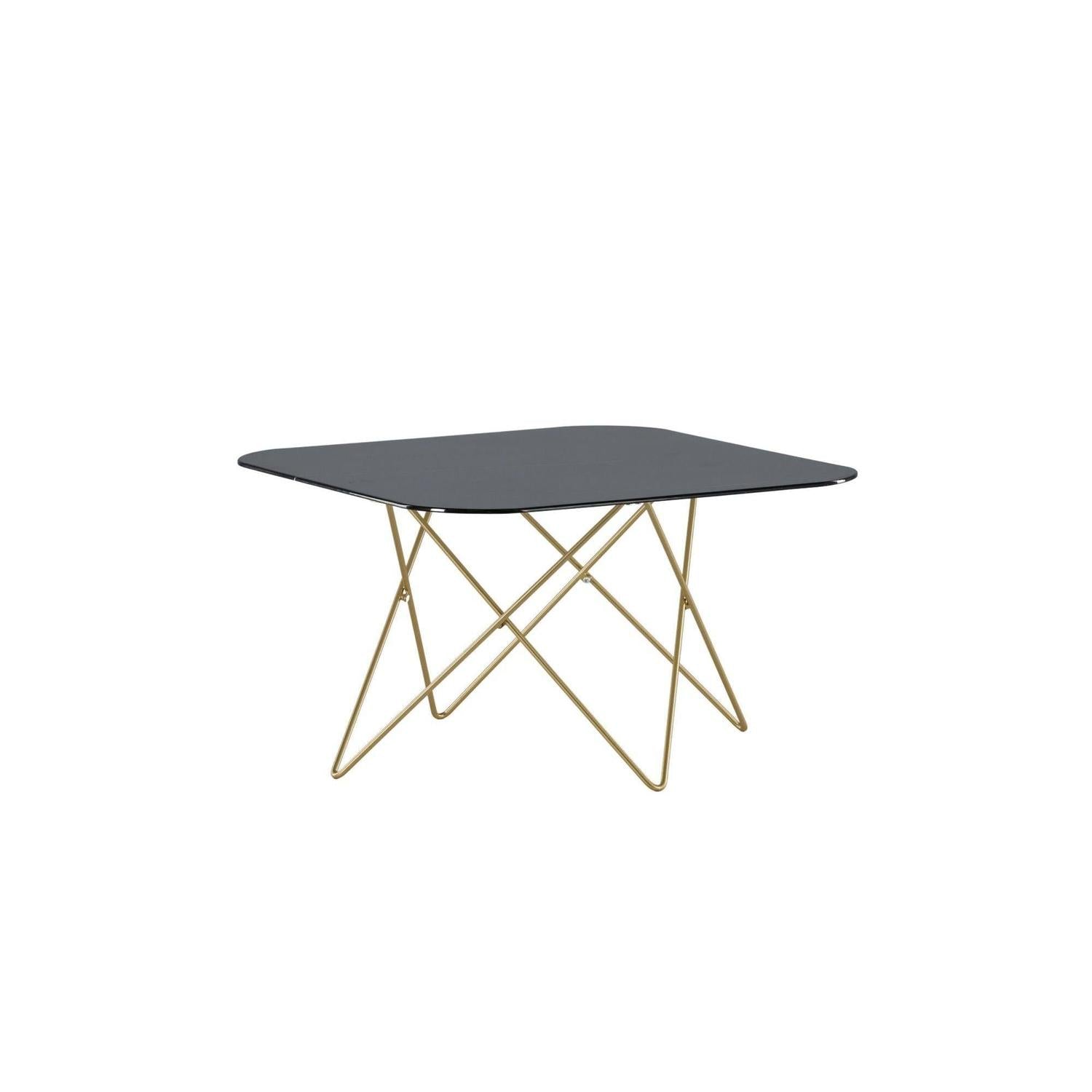 Couchtisch Tristar aus Marmorglas - Schwarz / Messing gebürstet-Couchtisch-Venture Home-le canapé