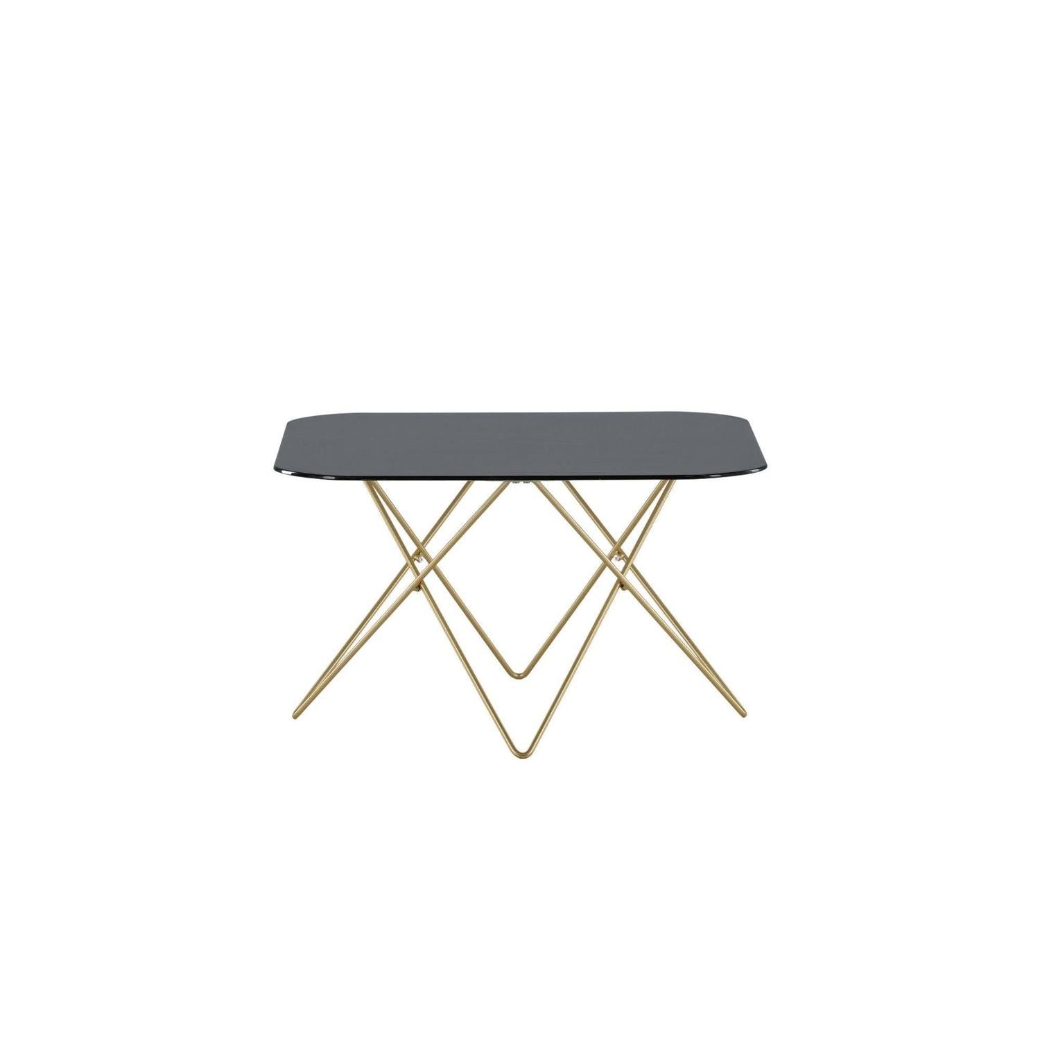 Couchtisch Tristar aus Marmorglas - Schwarz / Messing gebürstet-Couchtisch-Venture Home-le canapé
