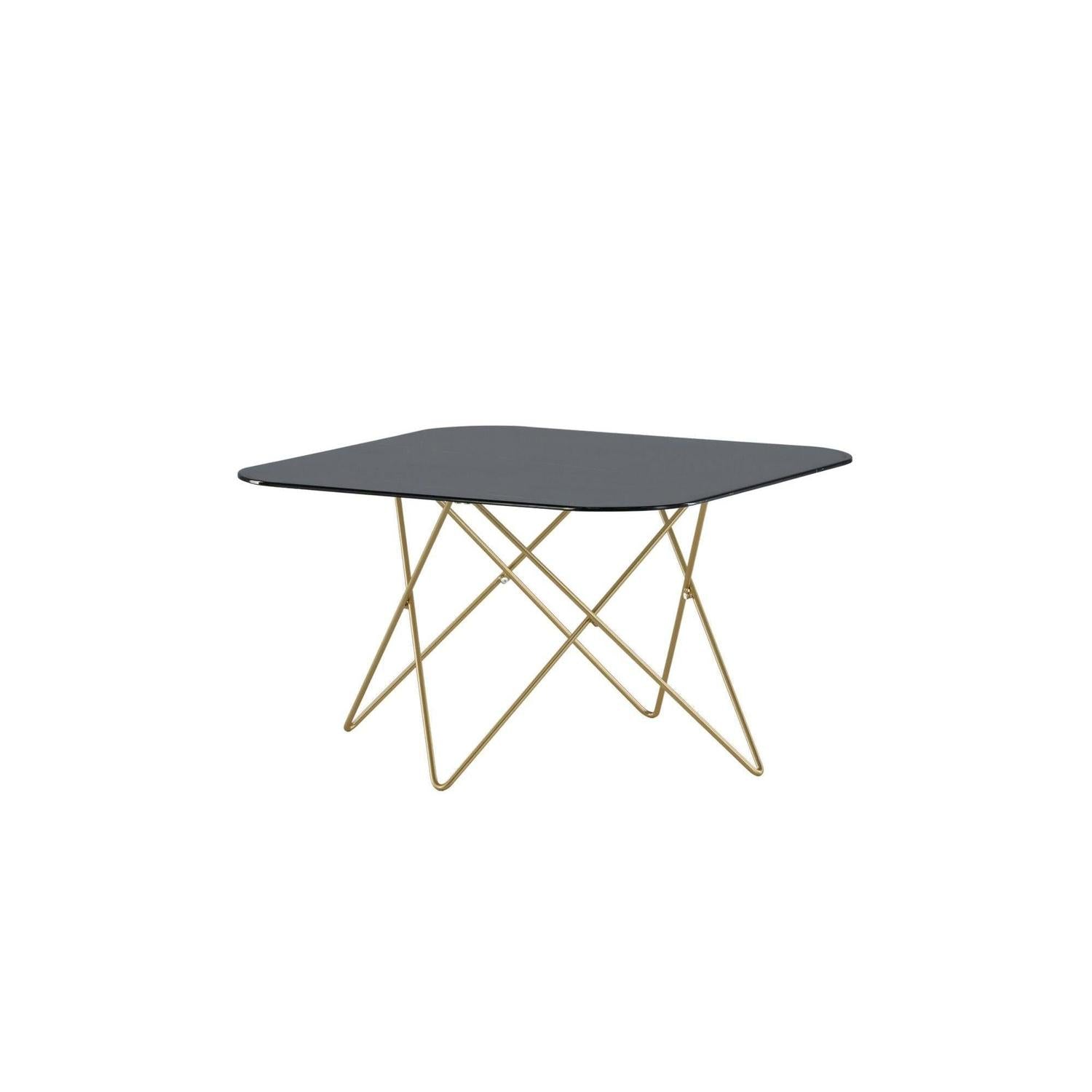 Couchtisch Tristar aus Marmorglas - Schwarz / Messing gebürstet-Couchtisch-Venture Home-le canapé